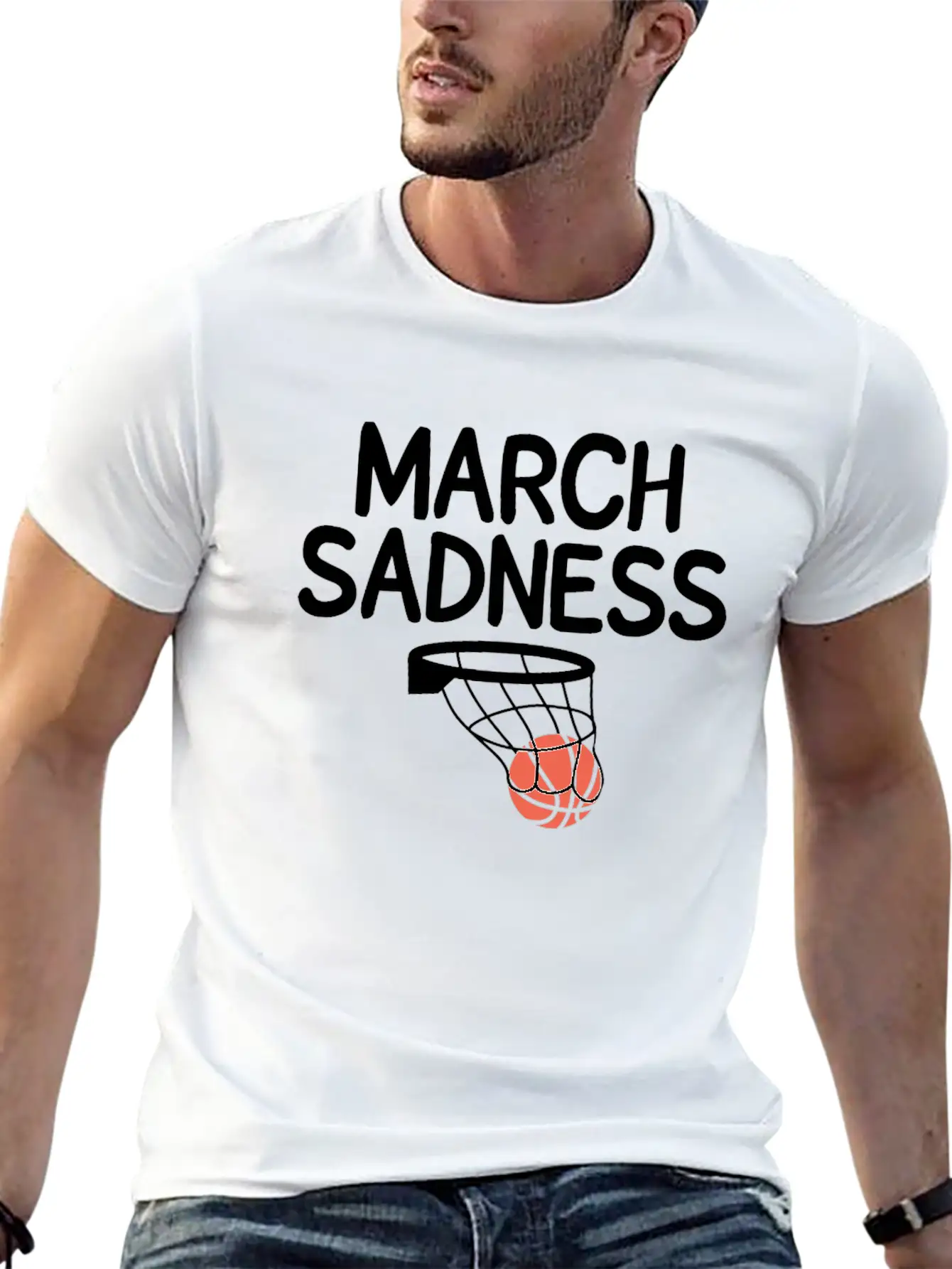 Funny March Sadness Basketball Tournament Outbreak Essential Cotton Tee For Daily Outfits ¨C Unisex Style