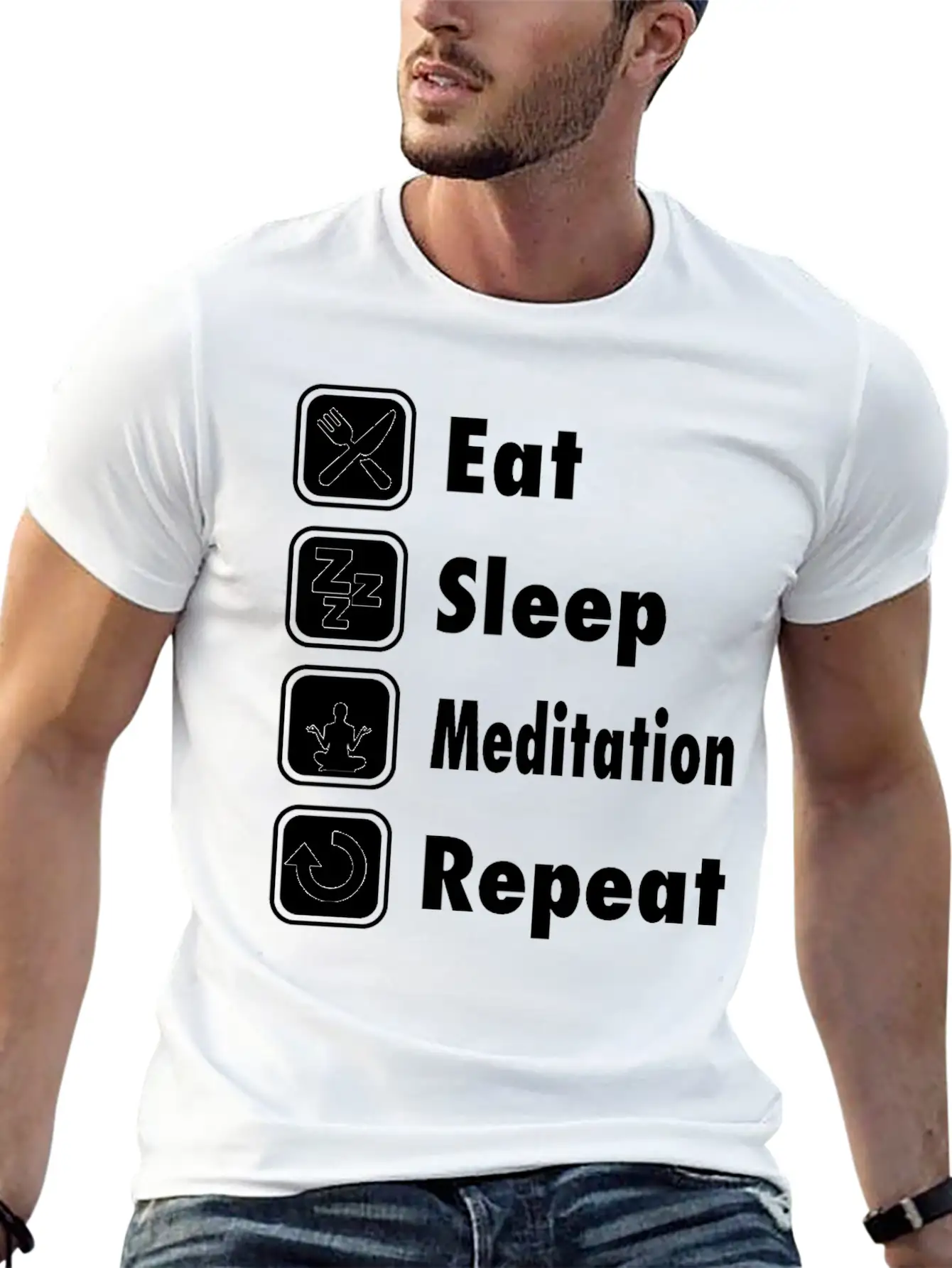 Funny Meditation T Shirt Essential Cotton Tee For Daily Outfits ¨C Unisex Style