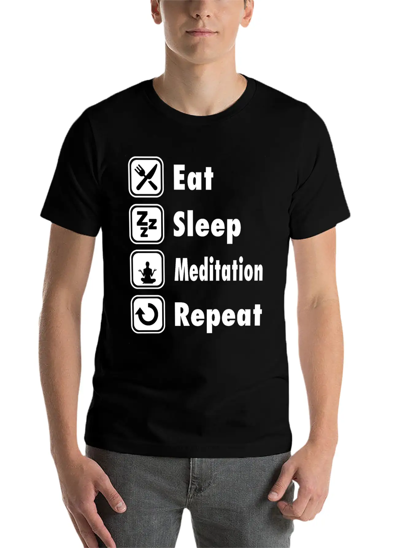 Funny Meditation T Shirt Essential Cotton Tee For Daily Outfits ¨C Unisex Style