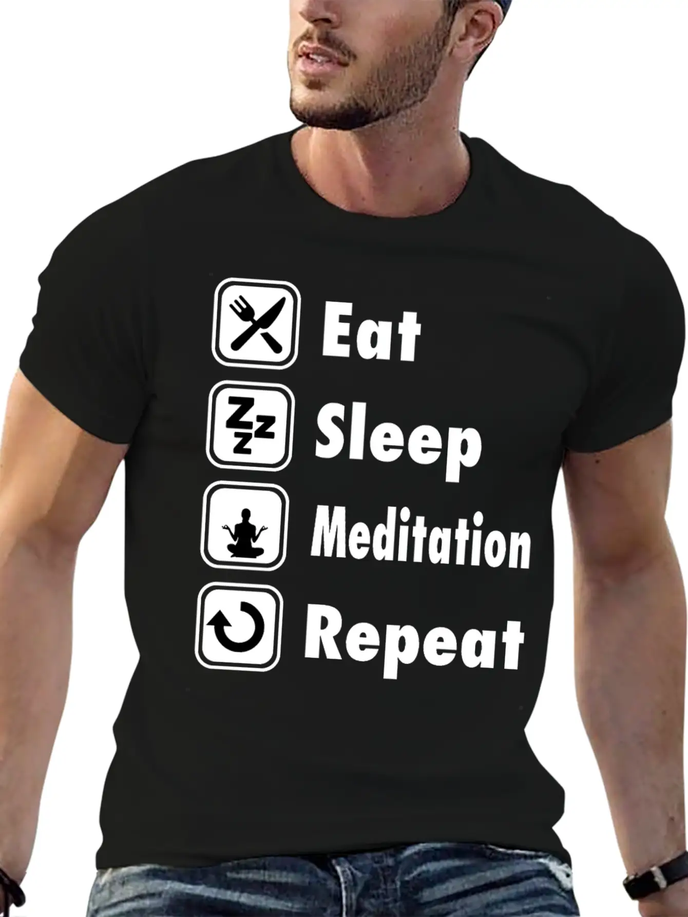 Funny Meditation T Shirt Essential Cotton Tee For Daily Outfits ¨C Unisex Style