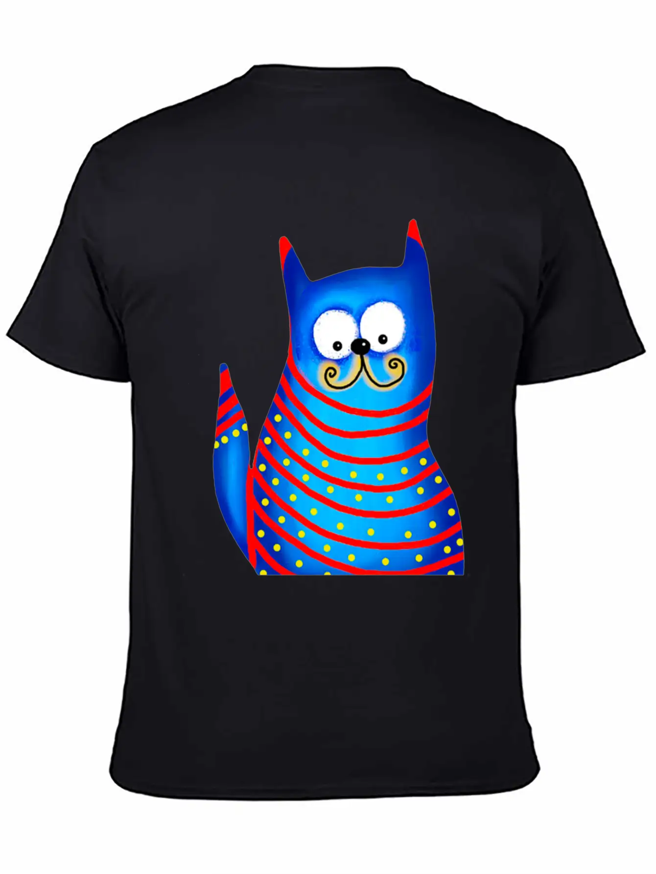 Funny Modern Colorful Blue Cat Basic Graphic T-Shirt ¨C Daily Comfort In Soft Cotton