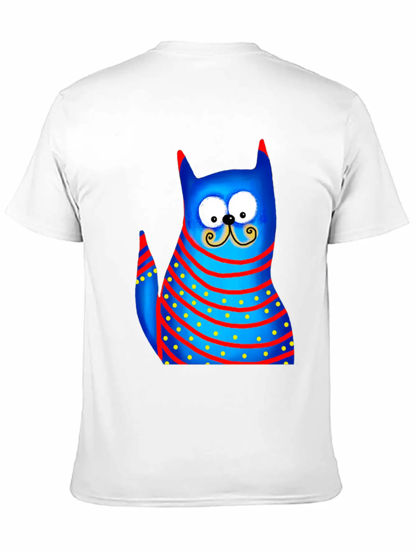 Funny Modern Colorful Blue Cat Basic Graphic T-Shirt ¨C Daily Comfort In Soft Cotton