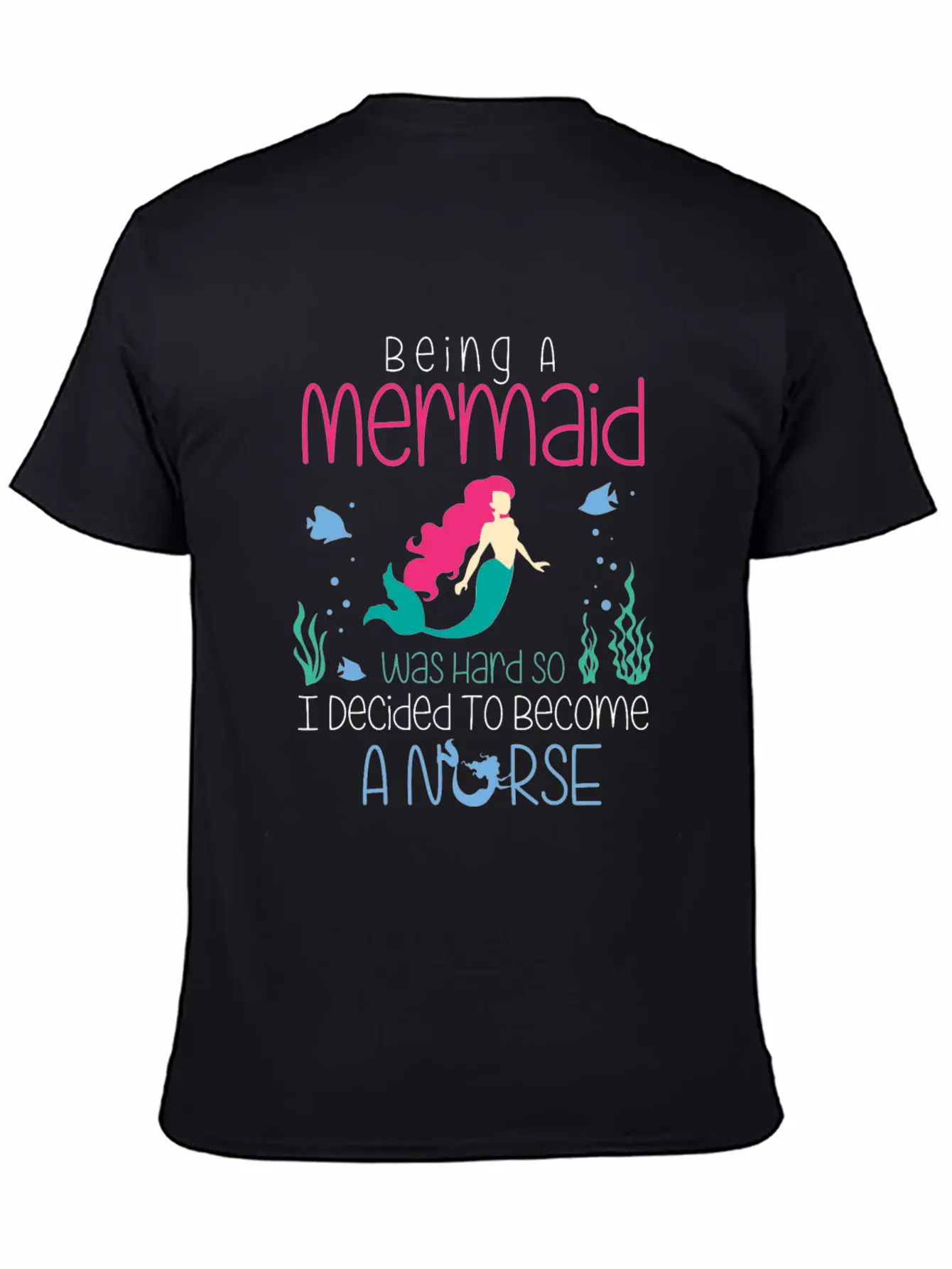 Funny Nurse T-Shirt Mermaid Design Gift Christmas Essential Cotton Tee For Daily Outfits ¨C Unisex Style