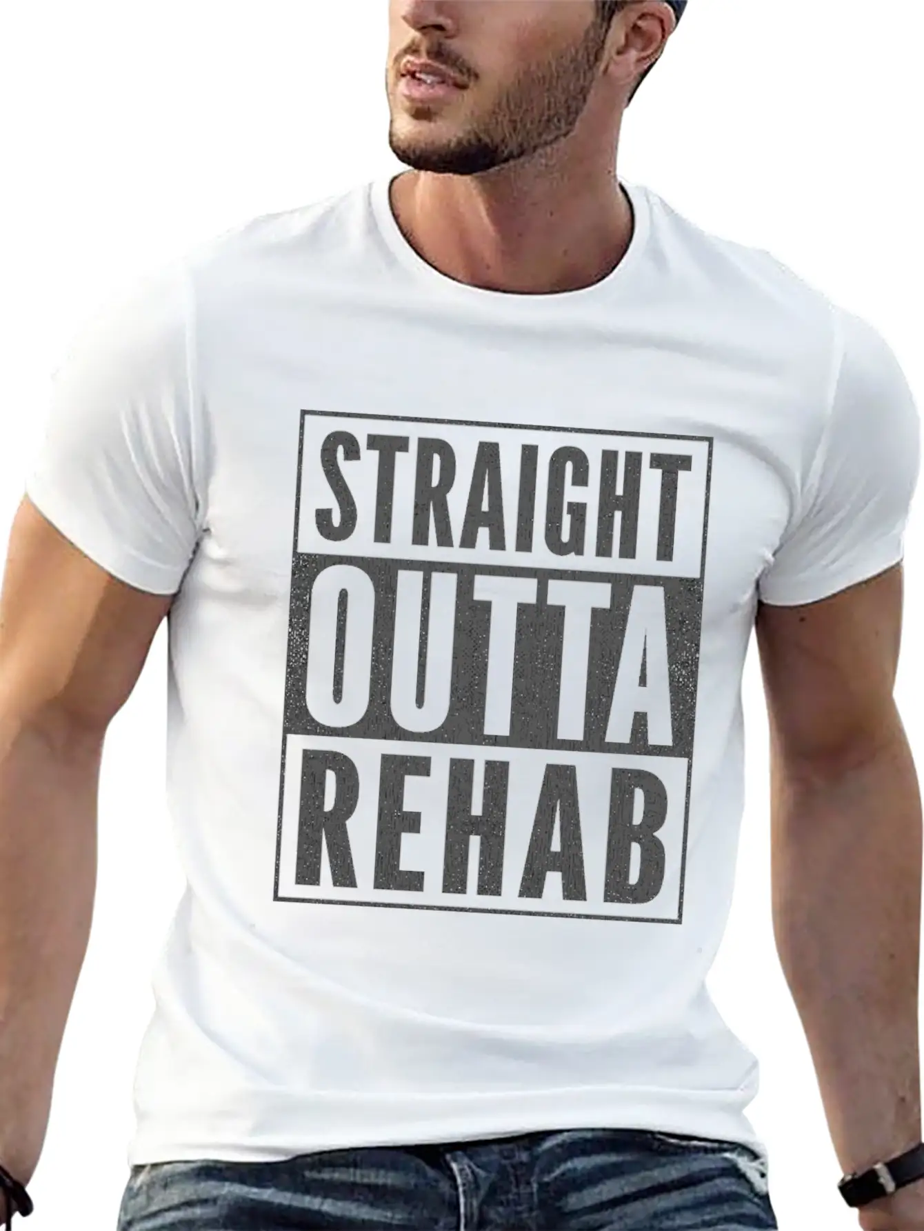 Funny Patient Get Well Gift Straight Outta Rehab Basic Graphic T-Shirt ¨C Daily Comfort In Soft Cotton