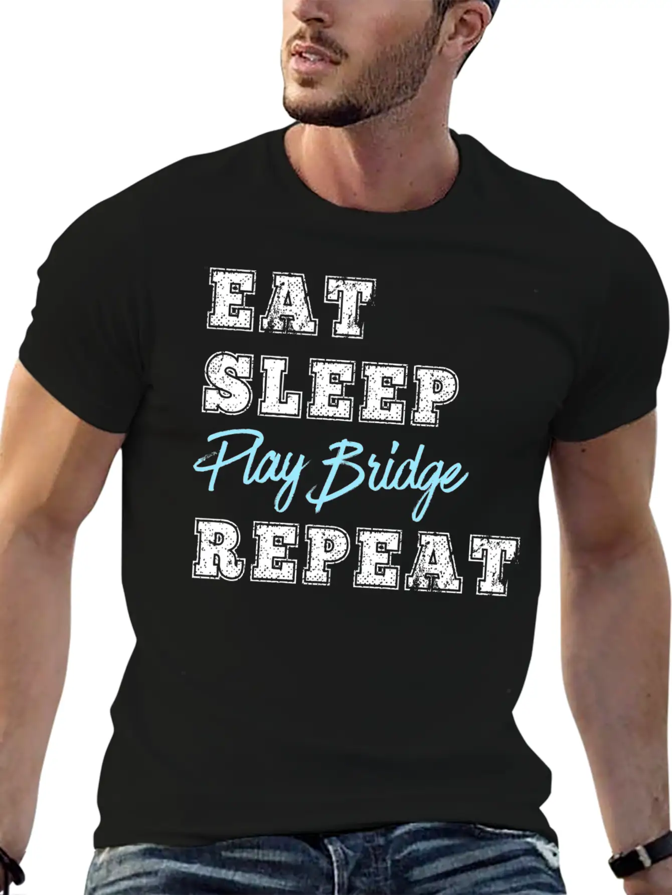 Funny Play Bridge Card Game Eat Sleep Repeat Soft Cotton Short Sleeve Tee ¨C Unisex Wardrobe Staple