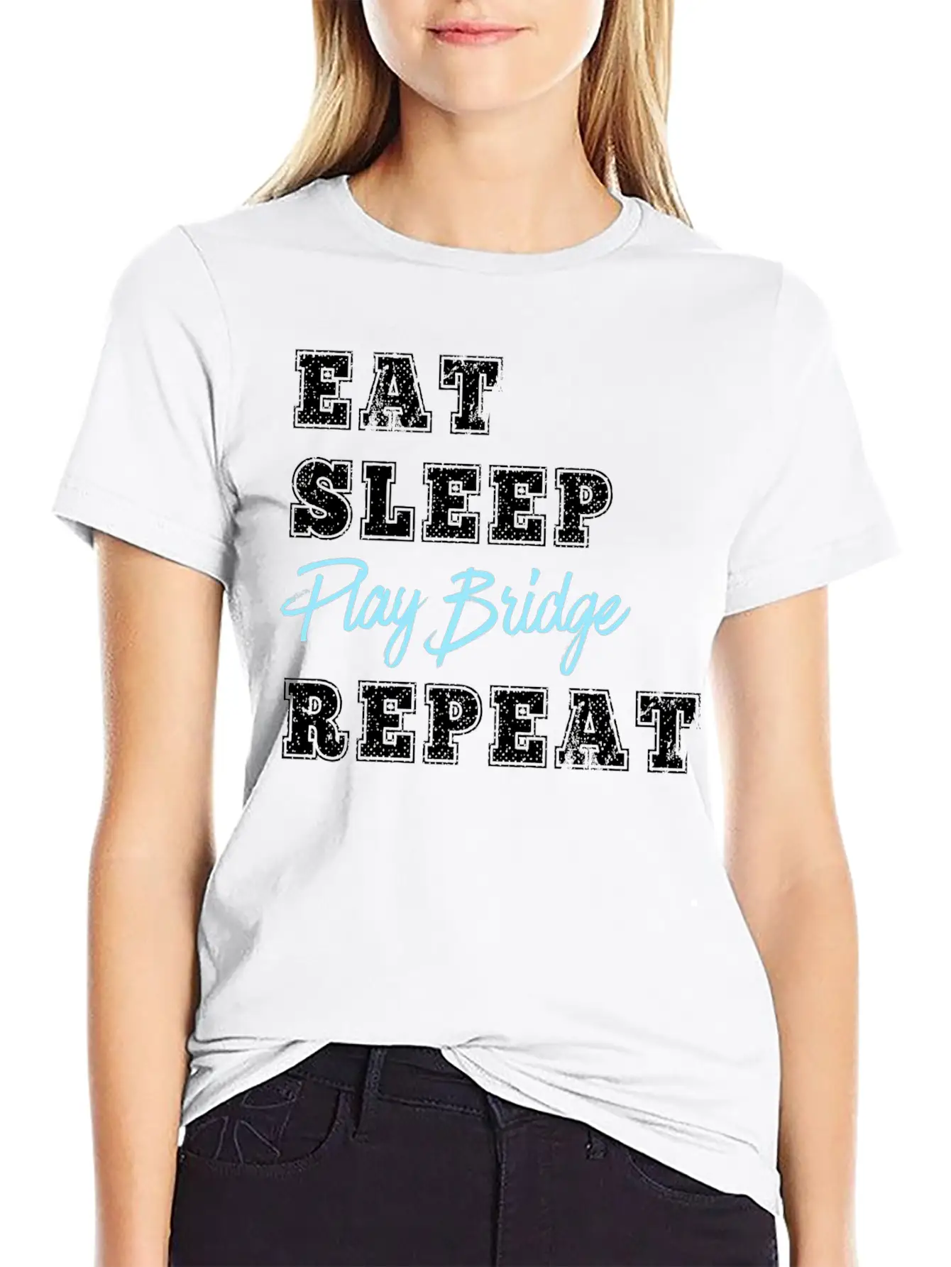 Funny Play Bridge Card Game Eat Sleep Repeat Soft Cotton Short Sleeve Tee ¨C Unisex Wardrobe Staple
