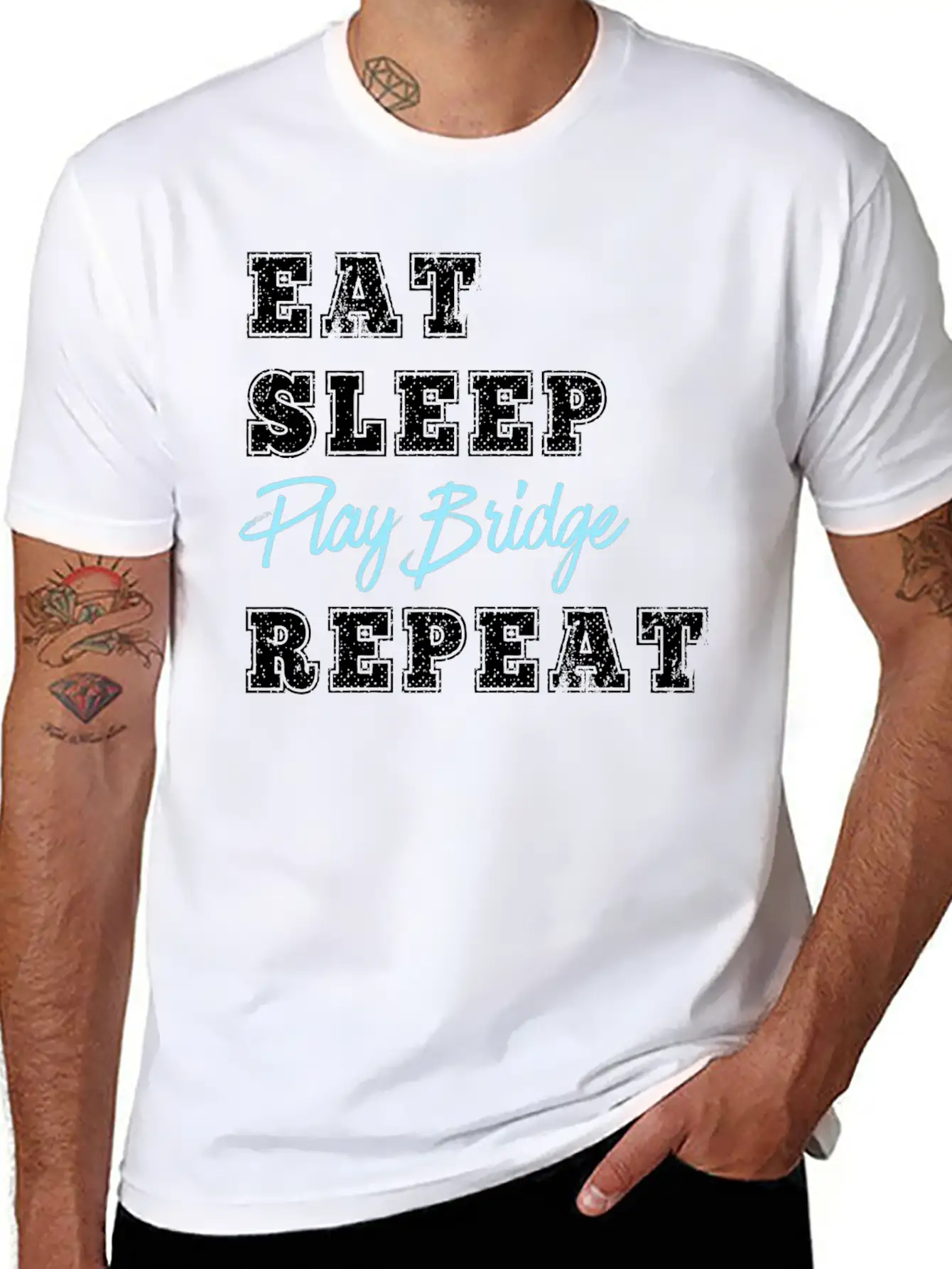 Funny Play Bridge Card Game Eat Sleep Repeat Soft Cotton Short Sleeve Tee ¨C Unisex Wardrobe Staple