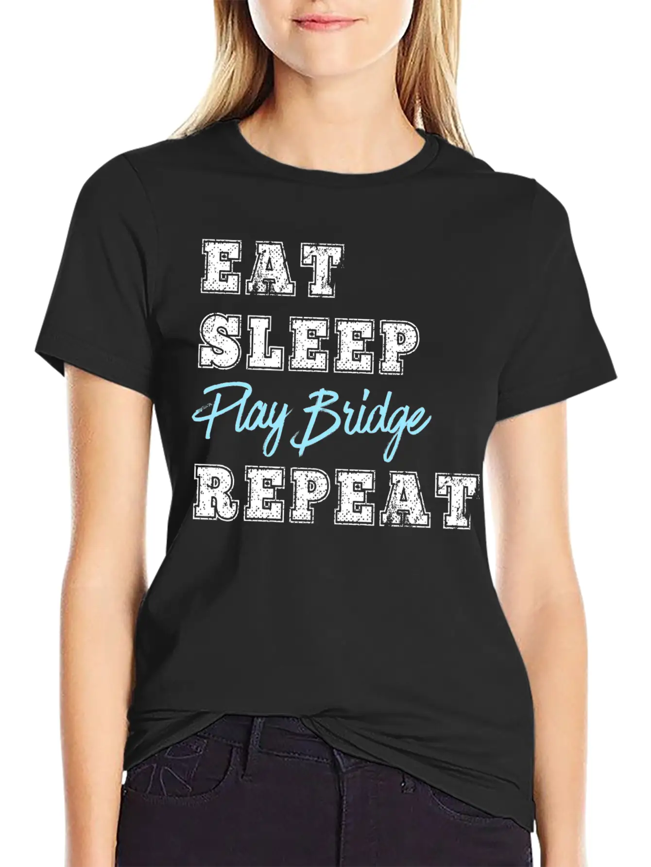 Funny Play Bridge Card Game Eat Sleep Repeat Soft Cotton Short Sleeve Tee ¨C Unisex Wardrobe Staple