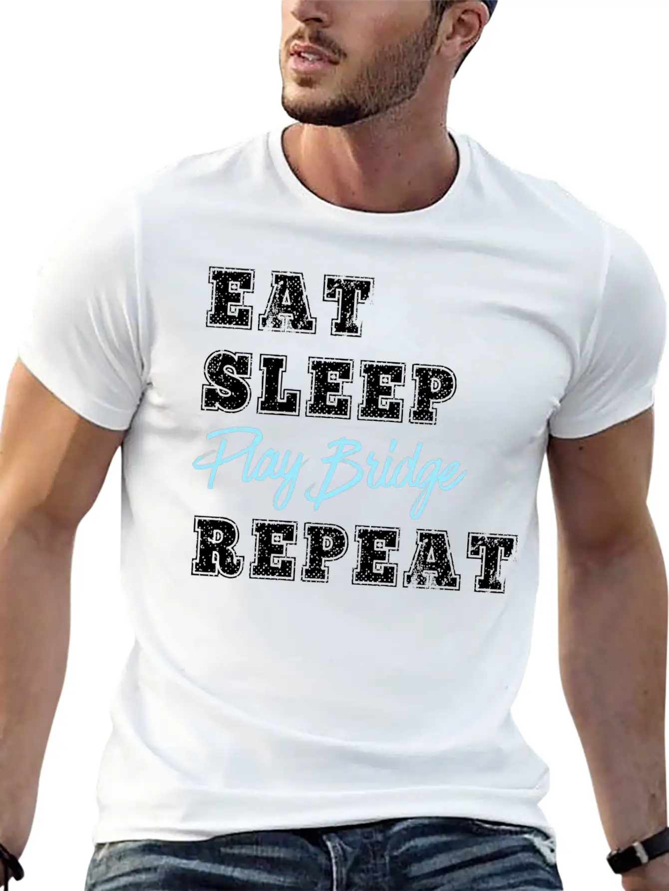Funny Play Bridge Card Game Eat Sleep Repeat Soft Cotton Short Sleeve Tee ¨C Unisex Wardrobe Staple