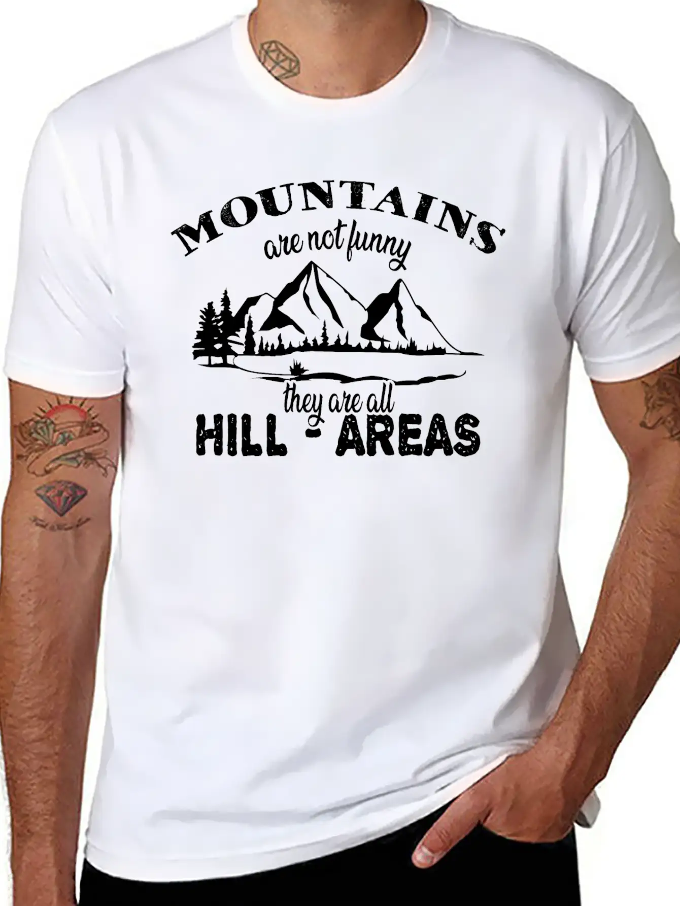 Funny Pun Mountains Are Hill Areas Basic Graphic T-Shirt ¨C Daily Comfort In Soft Cotton