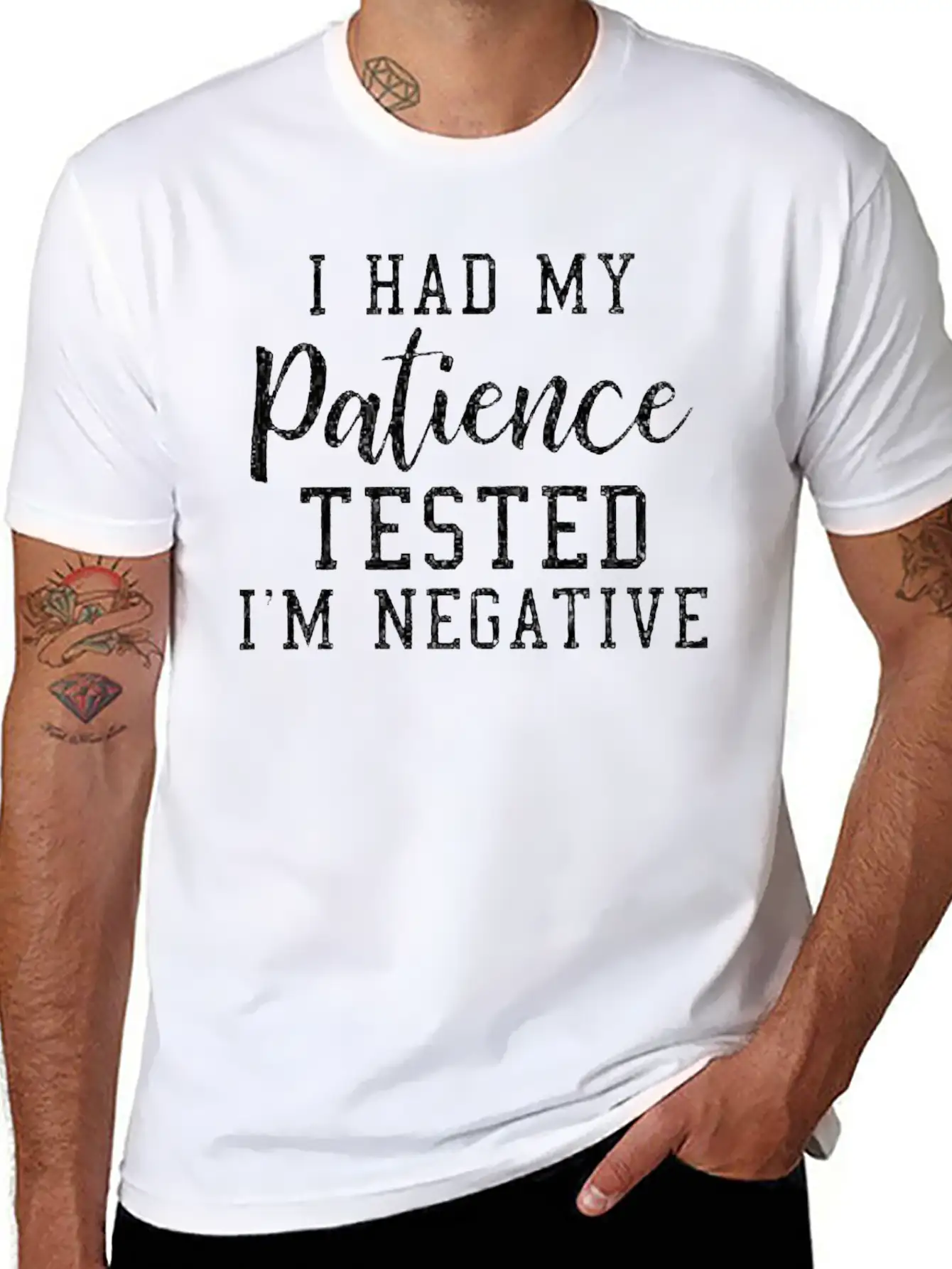 Funny Quote Shirt My Patience Tested I M Negative Essential Cotton Tee For Daily Outfits ¨C Unisex Style