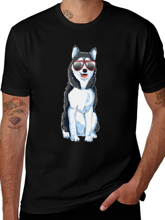 Funny Siberian Husky Cool Sunglasses Cute Dog Gift Basic Graphic T-Shirt ¨C Daily Comfort In Soft Cotton