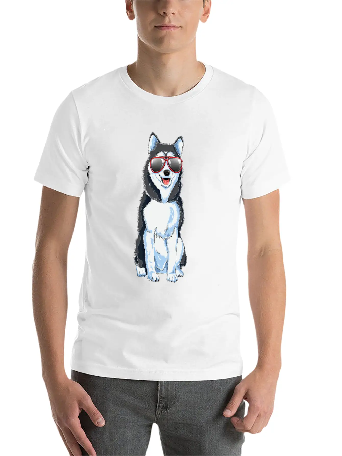 Funny Siberian Husky Cool Sunglasses Cute Dog Gift Basic Graphic T-Shirt ¨C Daily Comfort In Soft Cotton