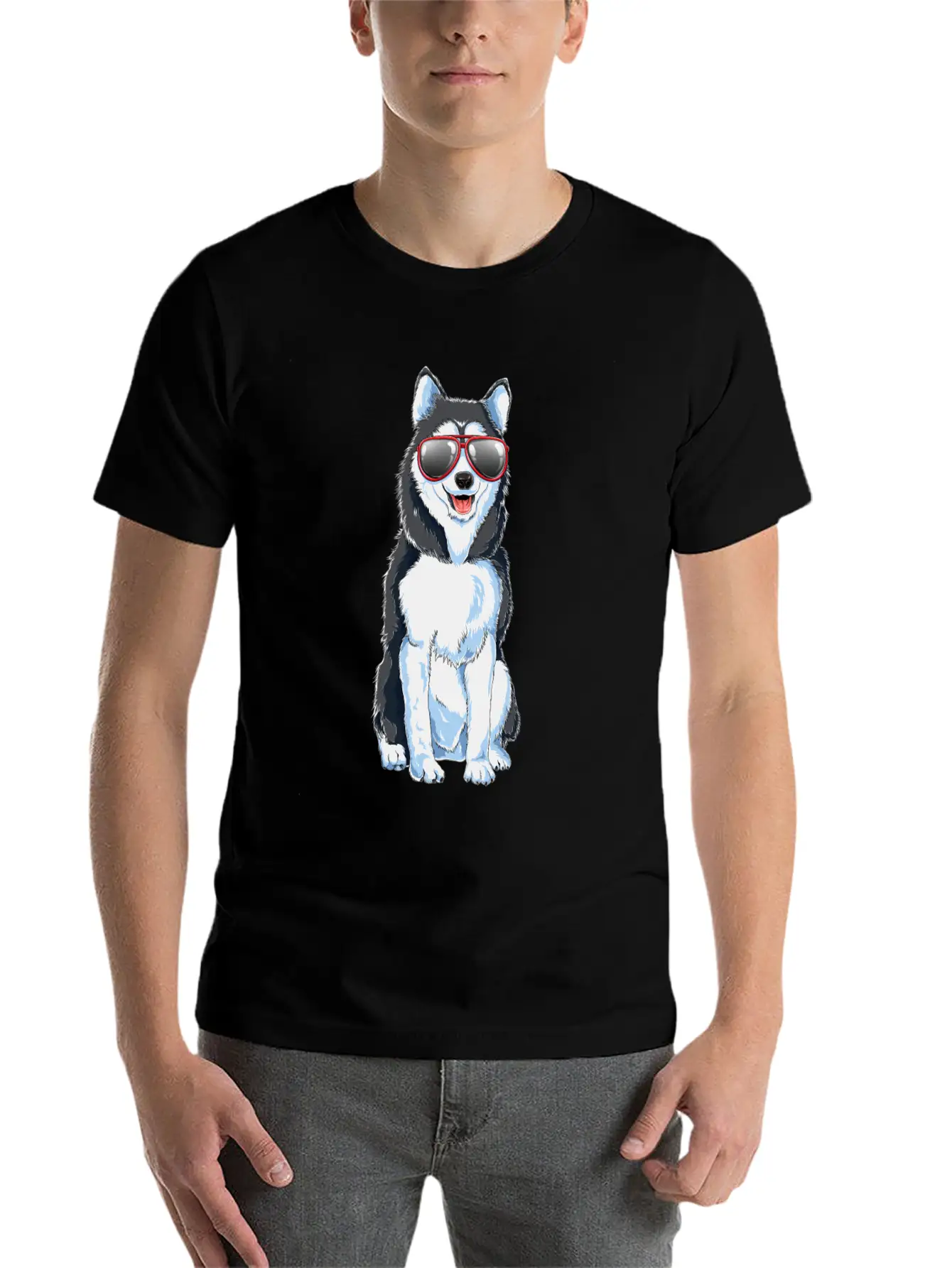 Funny Siberian Husky Cool Sunglasses Cute Dog Gift Basic Graphic T-Shirt ¨C Daily Comfort In Soft Cotton
