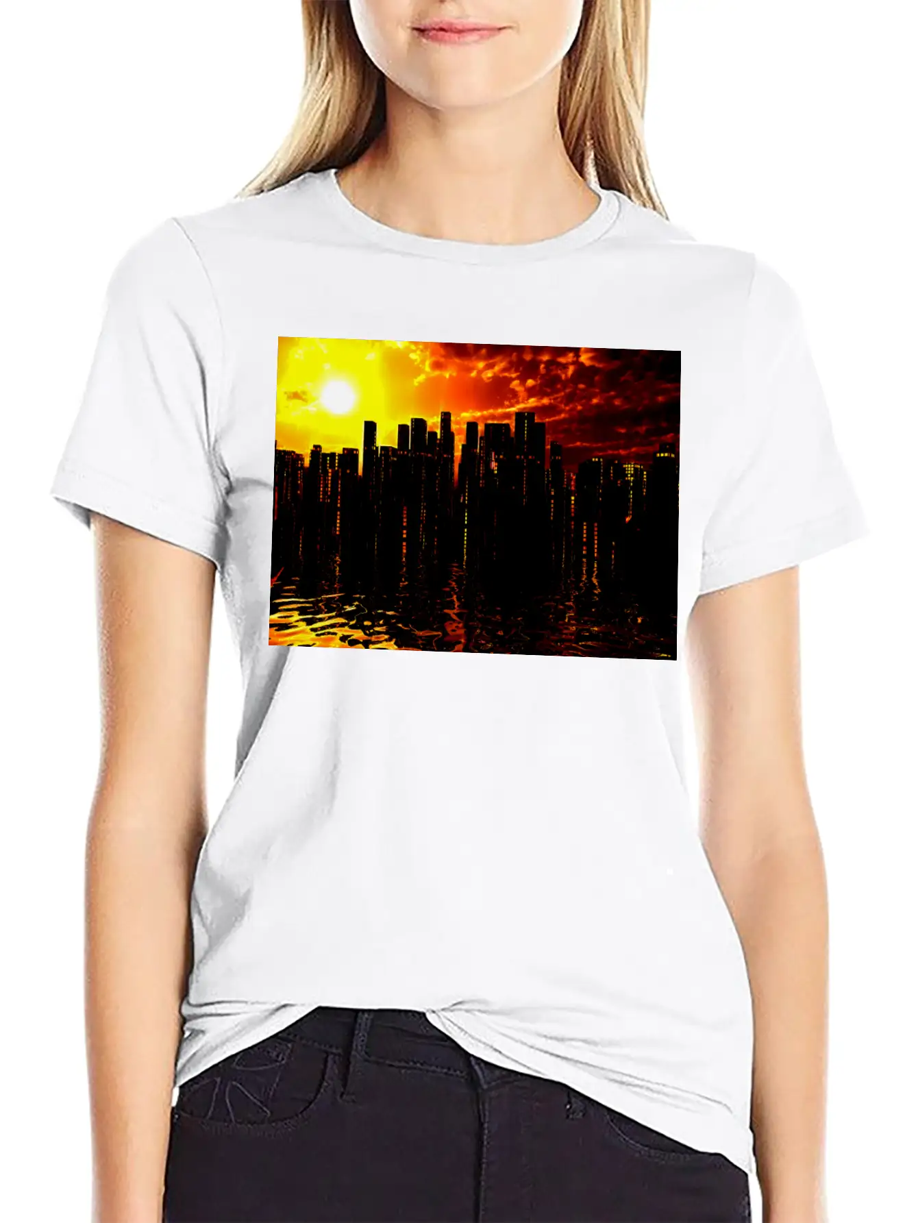 Futuristic City Basic Graphic T-Shirt ¨C Daily Comfort In Soft Cotton