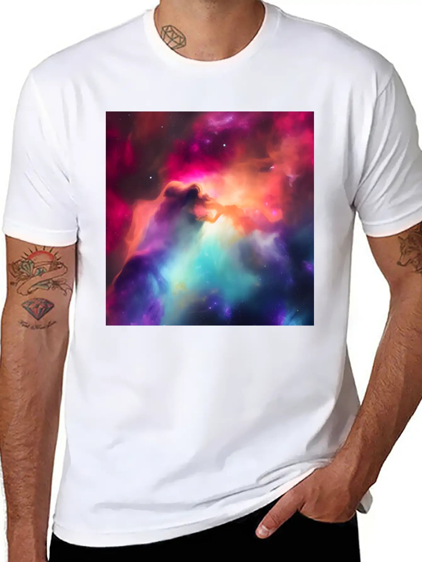 Galaxy Nebula Abstract Design Unisex Casual T-Shirt ¨C Clean Design For Daily Comfort