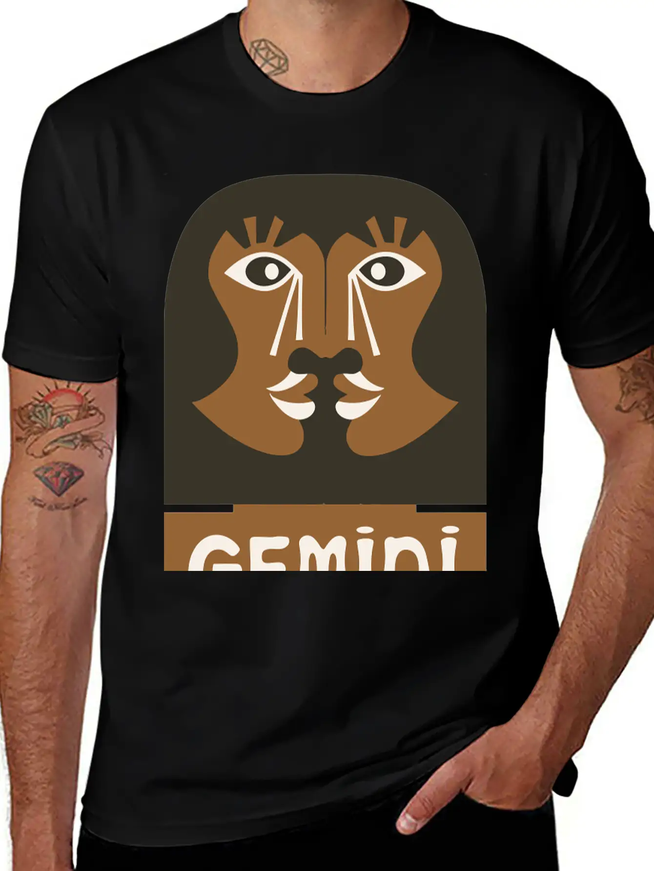 Gemini Design Vector 3 Colors Essential Cotton Tee For Daily Outfits ¨C Unisex Style