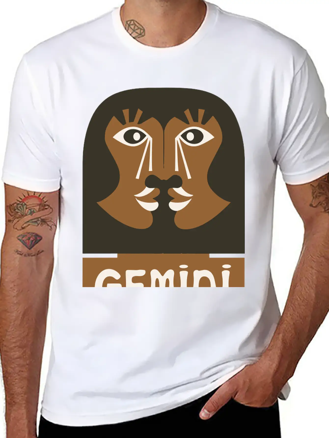 Gemini Design Vector 3 Colors Essential Cotton Tee For Daily Outfits ¨C Unisex Style