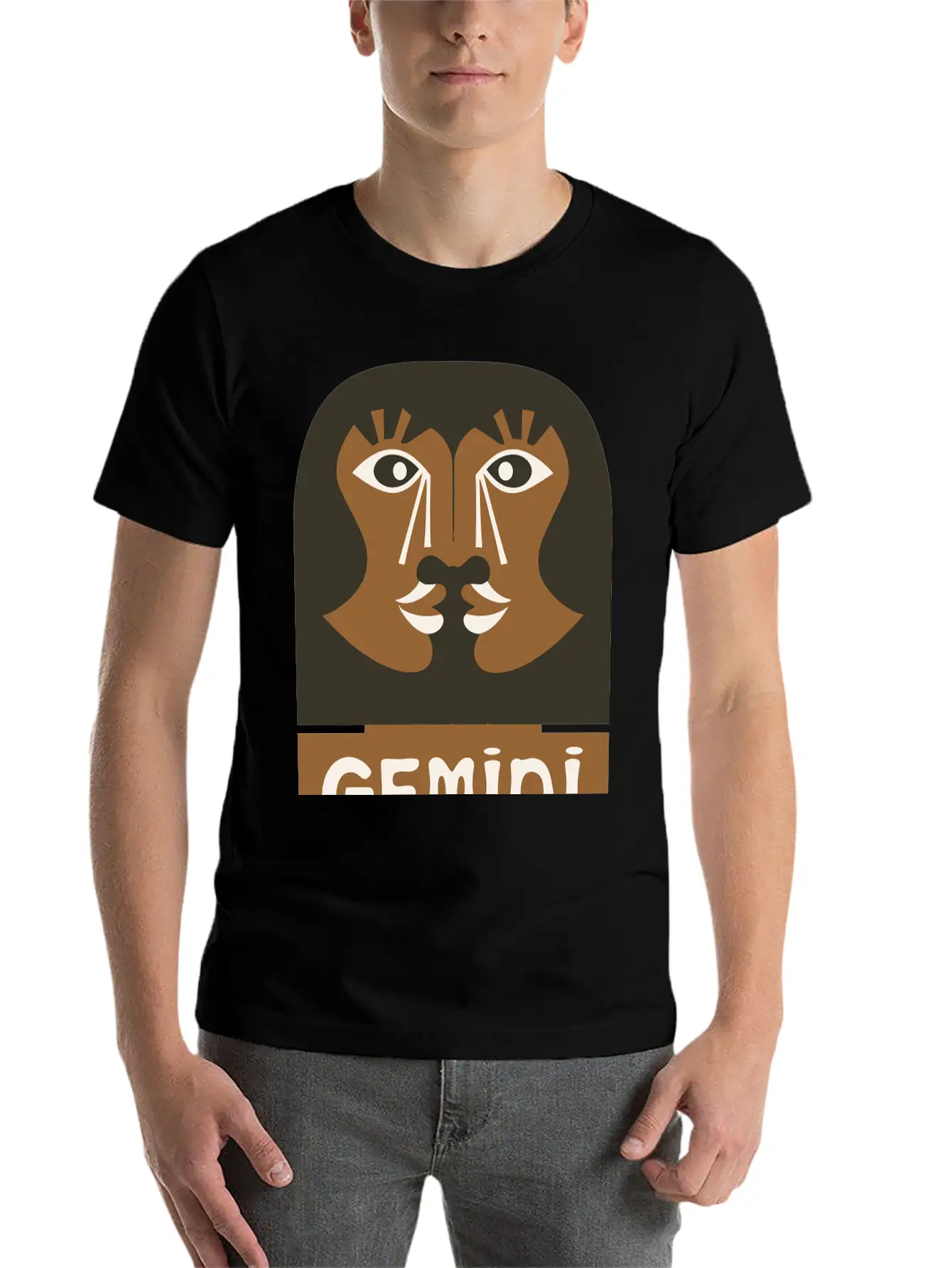 Gemini Design Vector 3 Colors Essential Cotton Tee For Daily Outfits ¨C Unisex Style