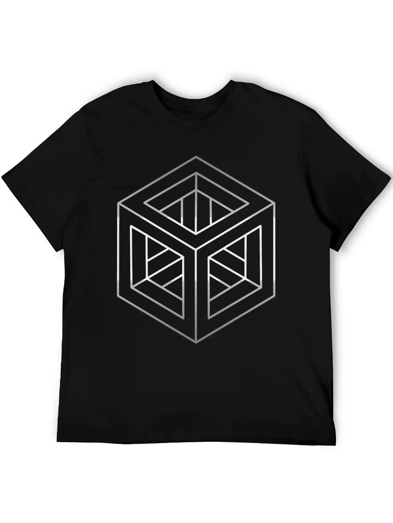 Geometric Optical Illusion Impossible Cube Essential Cotton Tee For Daily Outfits ¨C Unisex Style