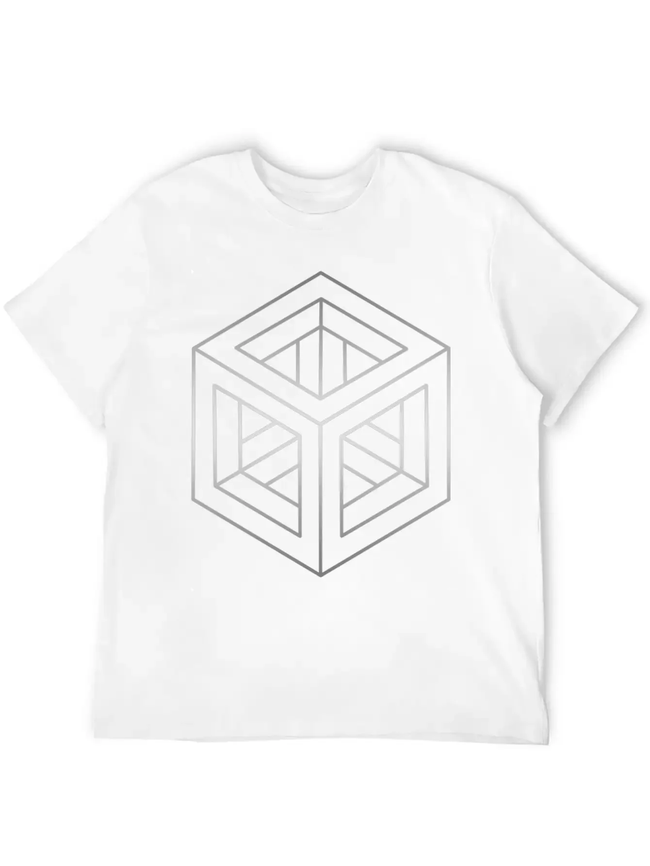 Geometric Optical Illusion Impossible Cube Essential Cotton Tee For Daily Outfits ¨C Unisex Style