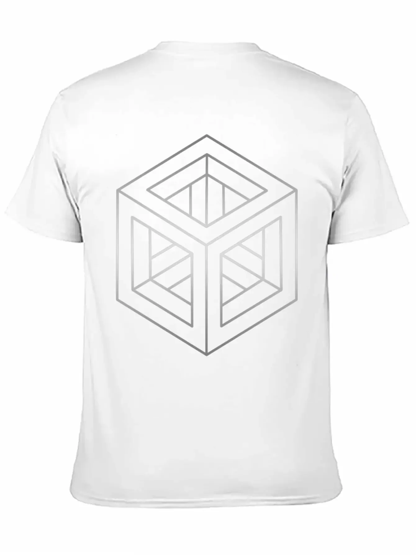 Geometric Optical Illusion Impossible Cube Essential Cotton Tee For Daily Outfits ¨C Unisex Style
