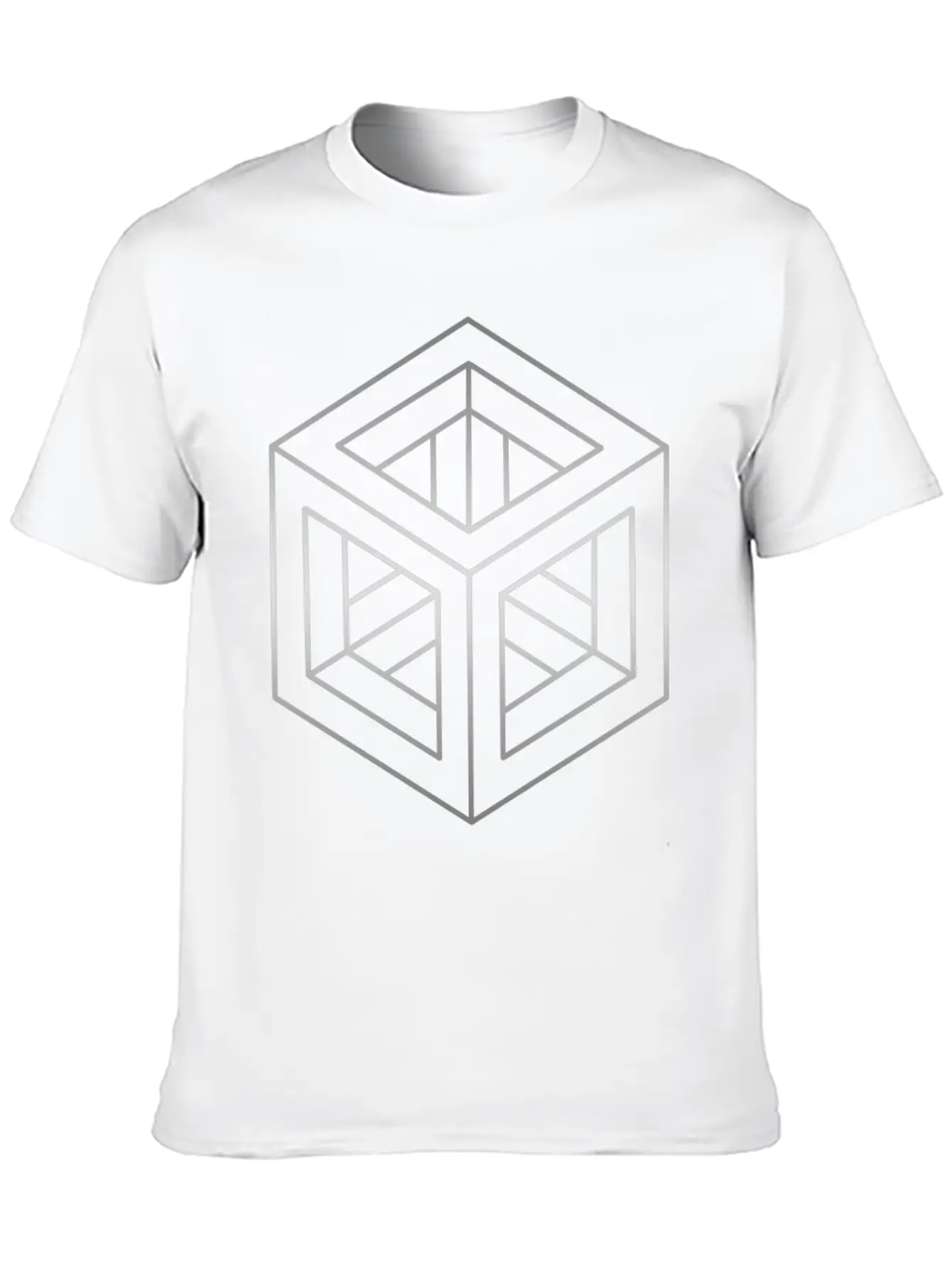 Geometric Optical Illusion Impossible Cube Essential Cotton Tee For Daily Outfits ¨C Unisex Style