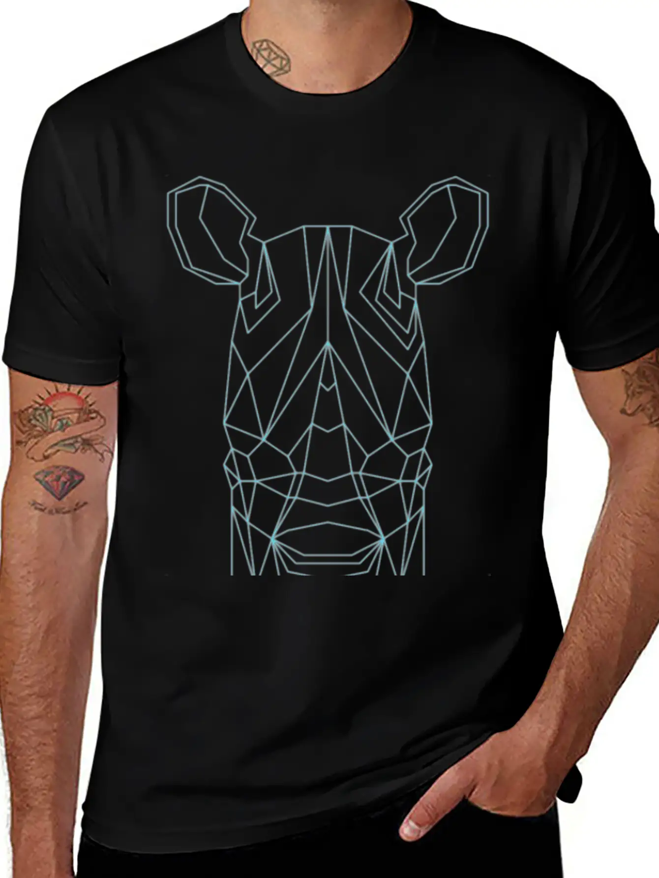 Geometric Rhino Basic Graphic T-Shirt ¨C Daily Comfort In Soft Cotton