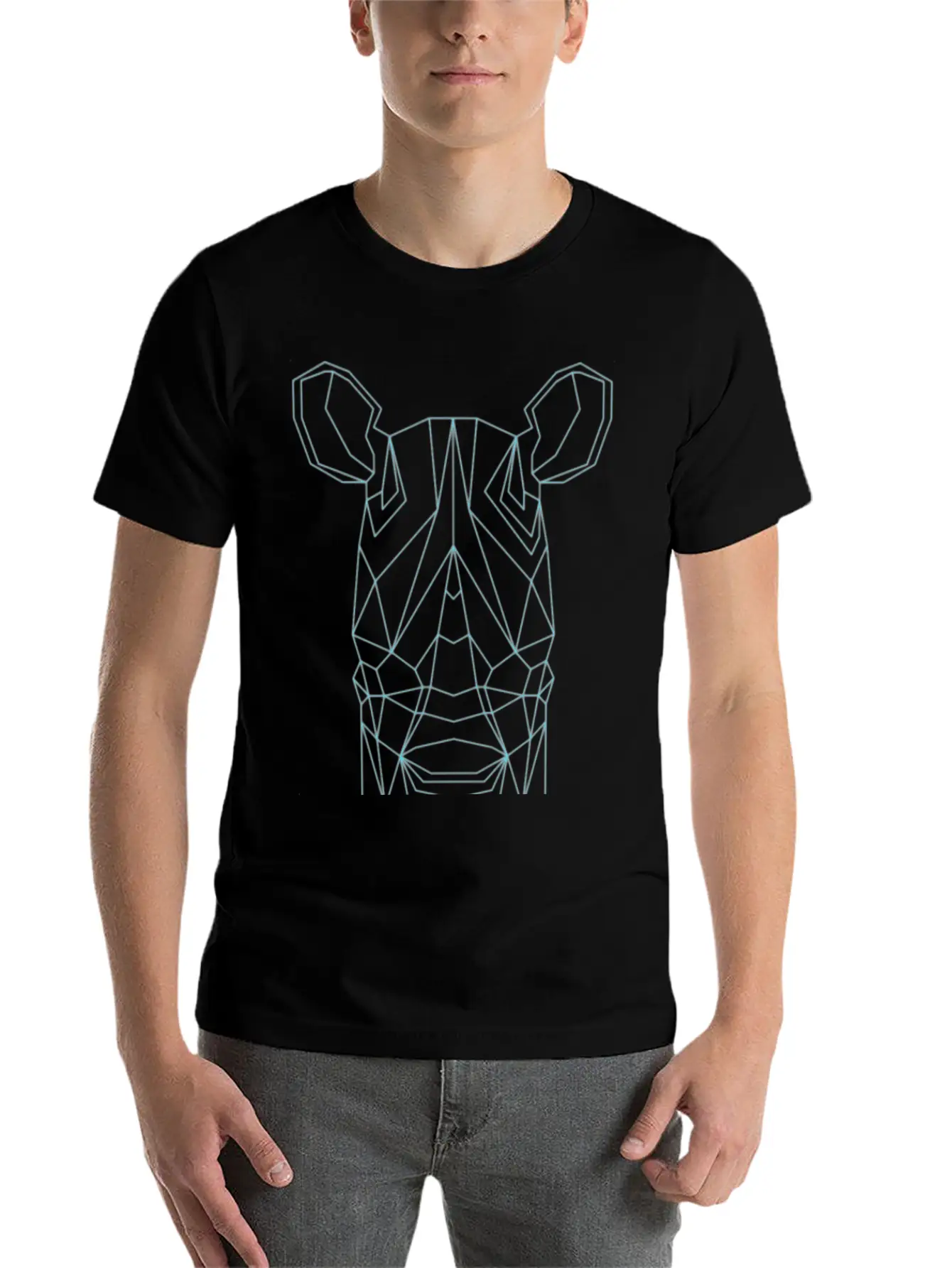 Geometric Rhino Basic Graphic T-Shirt ¨C Daily Comfort In Soft Cotton