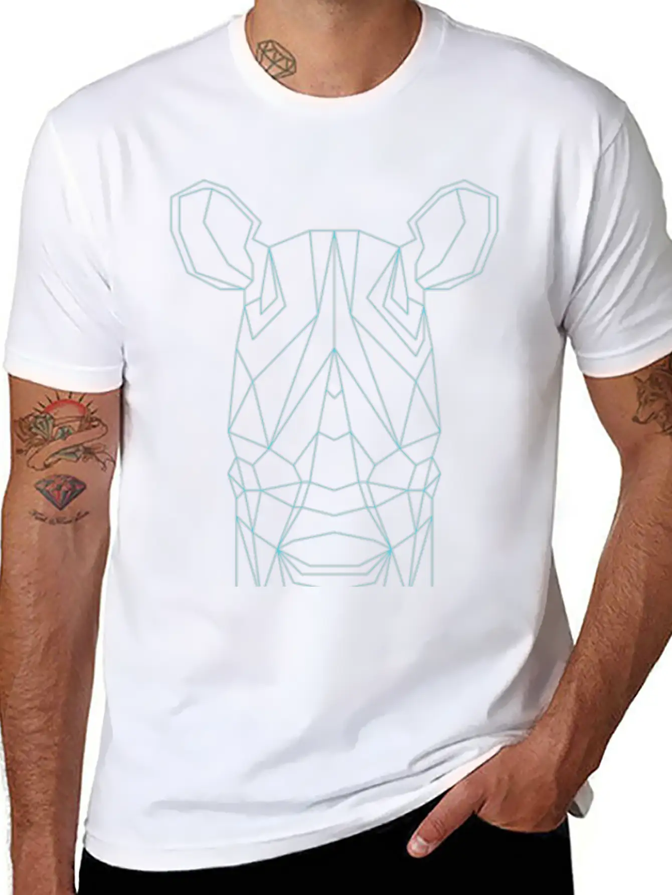 Geometric Rhino Basic Graphic T-Shirt ¨C Daily Comfort In Soft Cotton