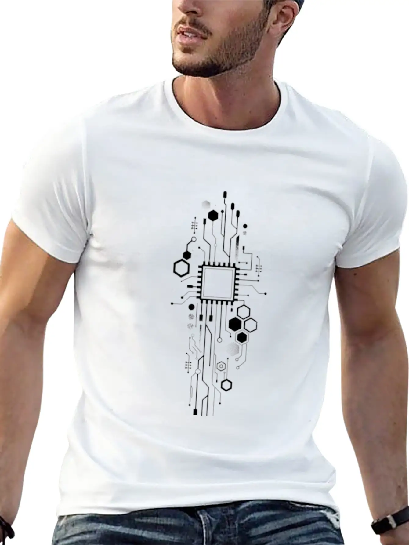 Geometric Tatto Essential Cotton Tee For Daily Outfits ¨C Unisex Style