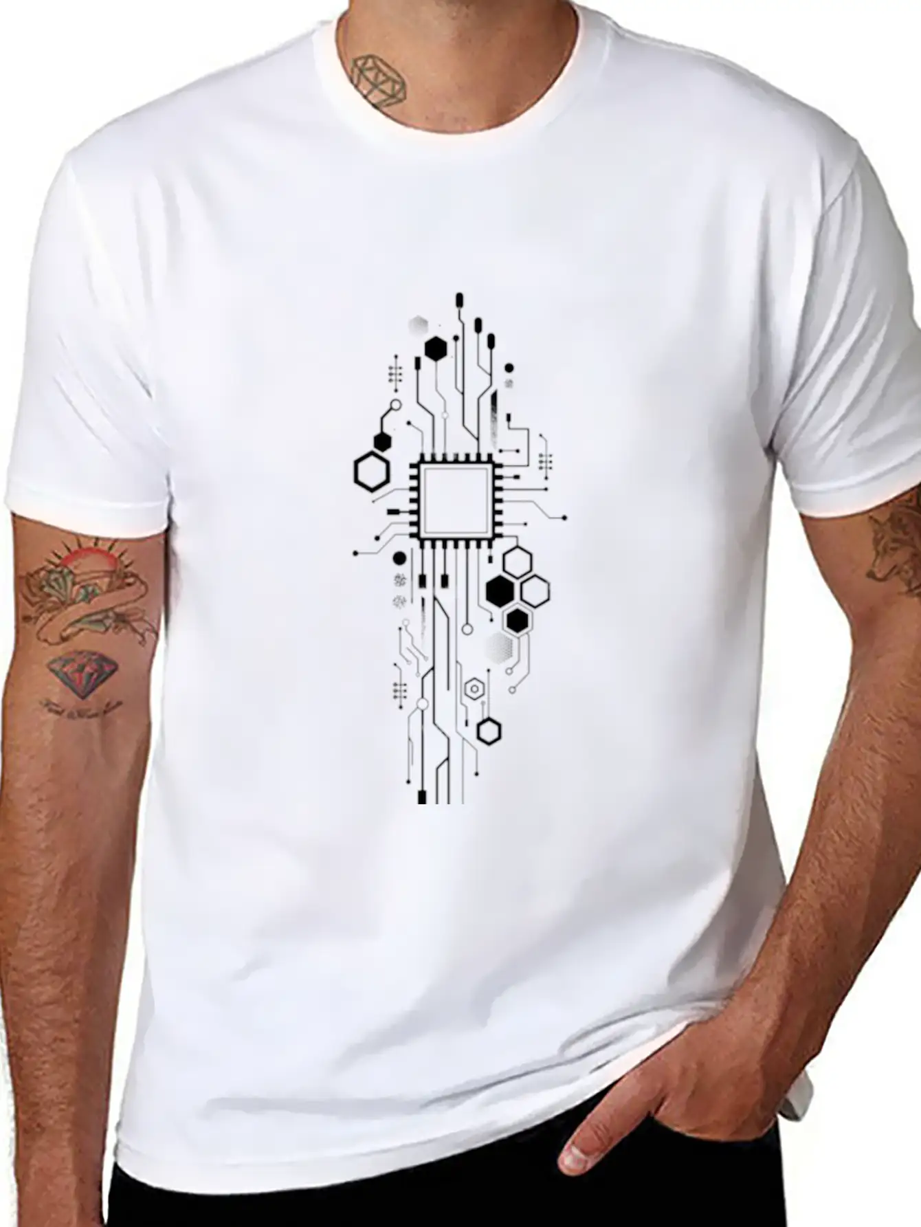 Geometric Tatto Essential Cotton Tee For Daily Outfits ¨C Unisex Style