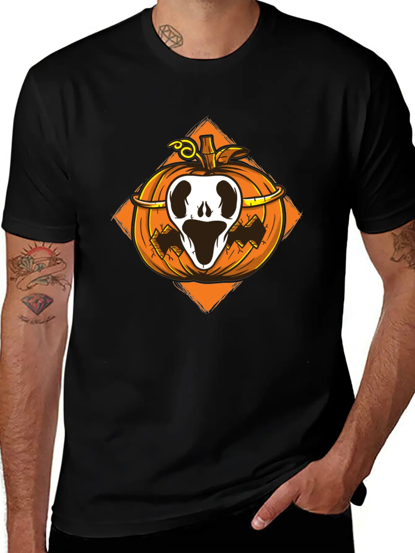 Ghost Mask Halloween Pumpkin Vector Basic Graphic T-Shirt ¨C Daily Comfort In Soft Cotton
