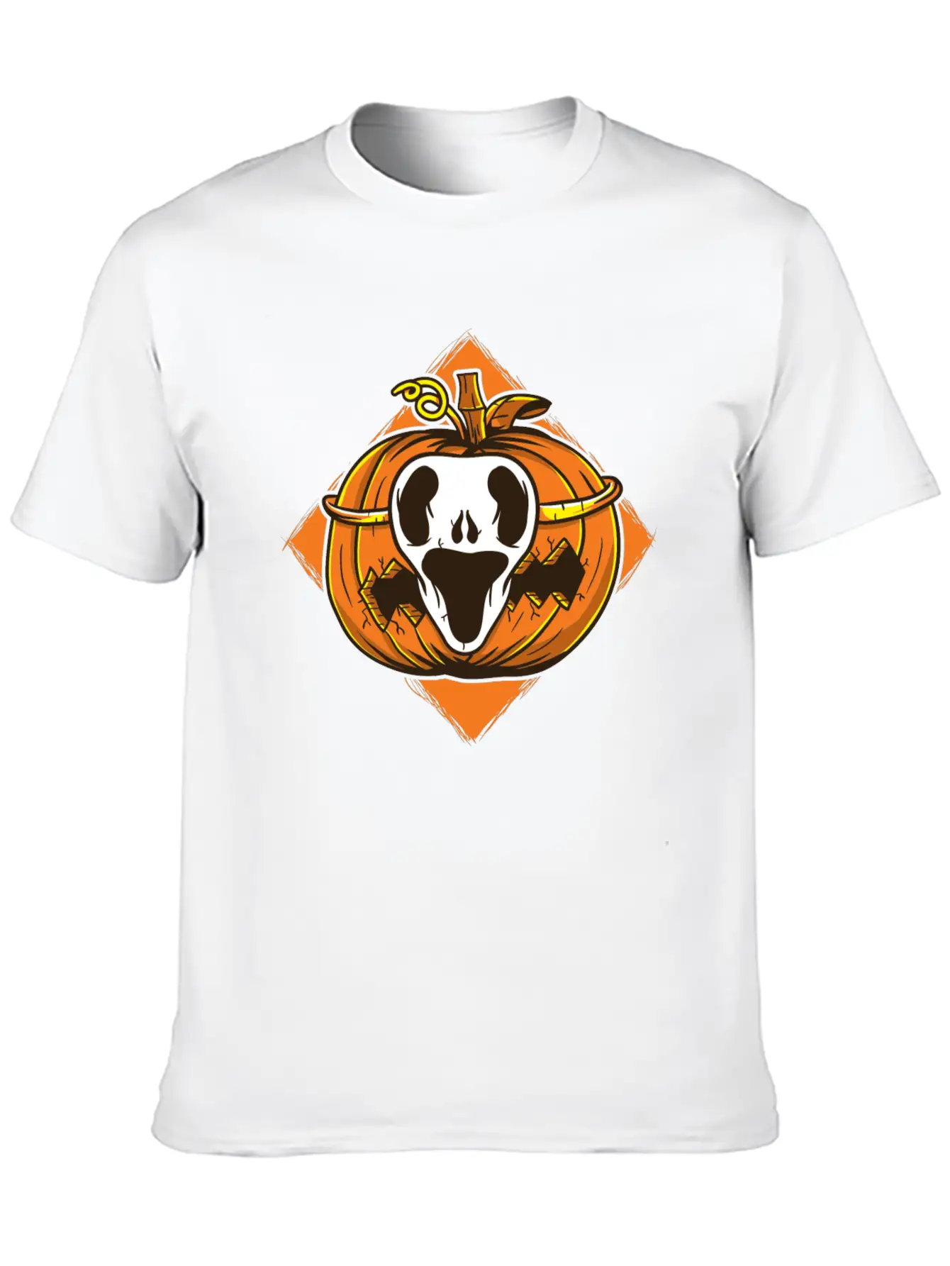 Ghost Mask Halloween Pumpkin Vector Basic Graphic T-Shirt ¨C Daily Comfort In Soft Cotton