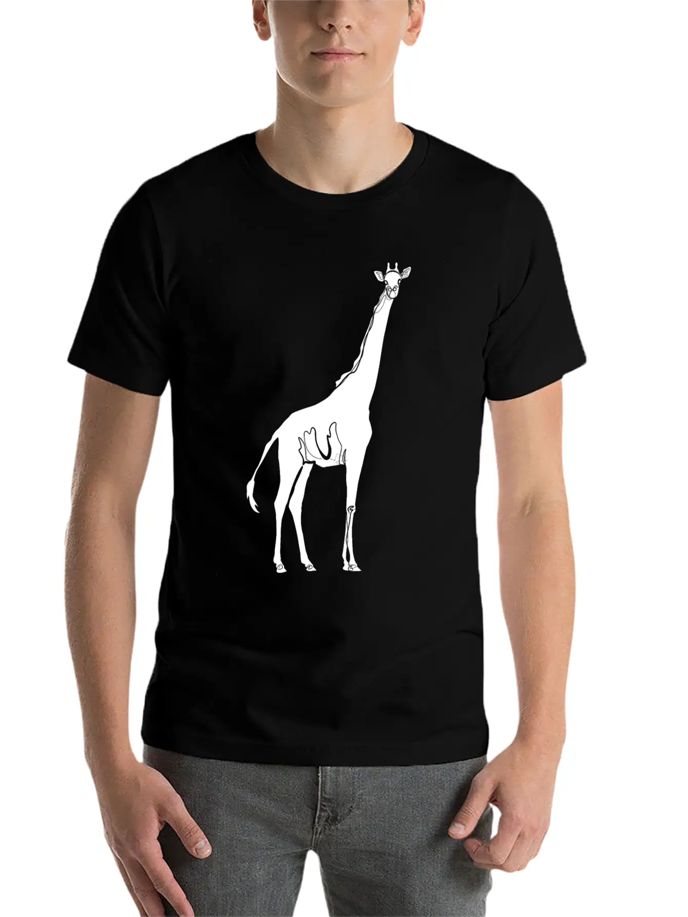 Giraffe Drawing Essential Cotton Tee For Daily Outfits ¨C Unisex Style