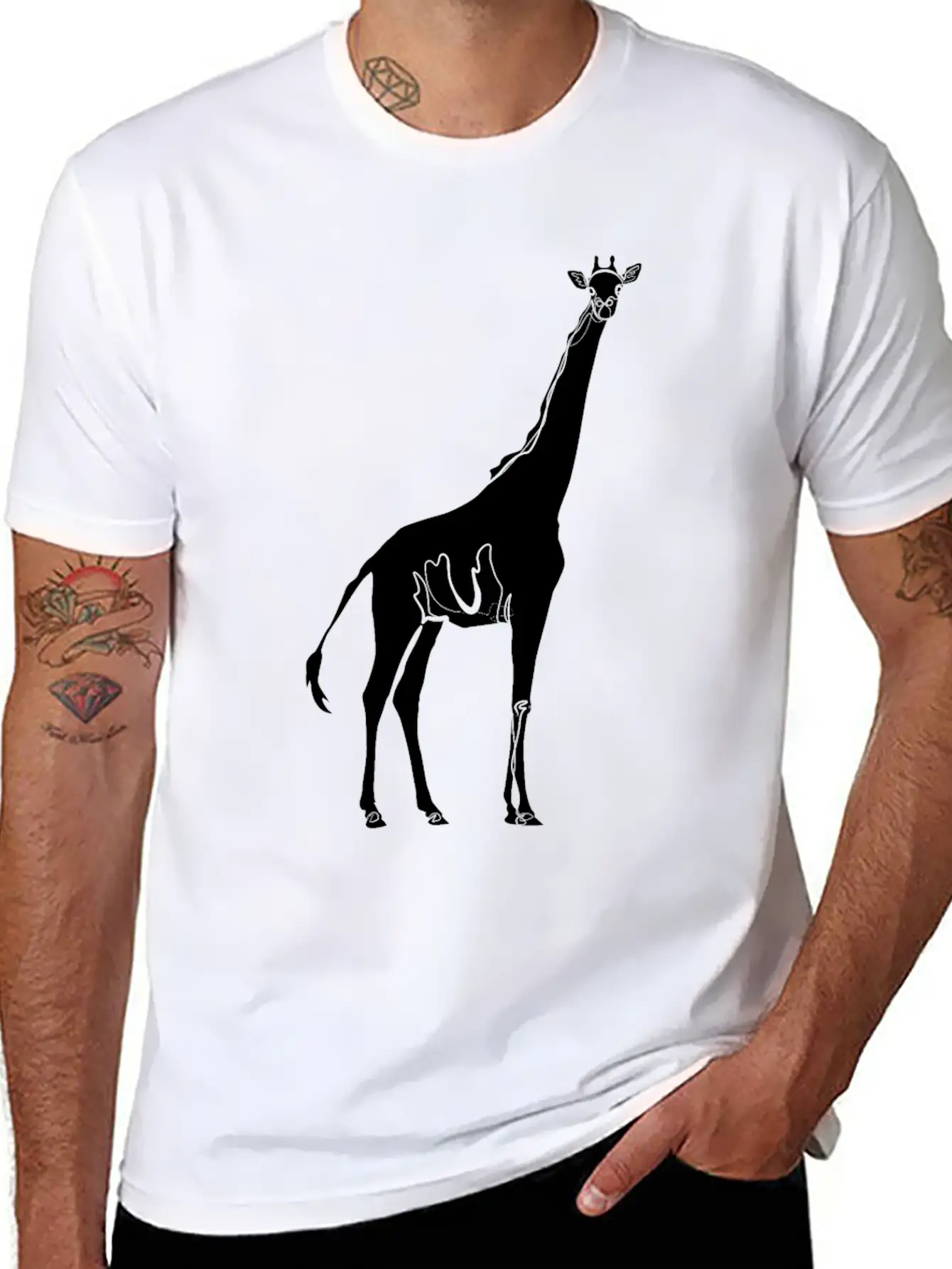 Giraffe Drawing Essential Cotton Tee For Daily Outfits ¨C Unisex Style