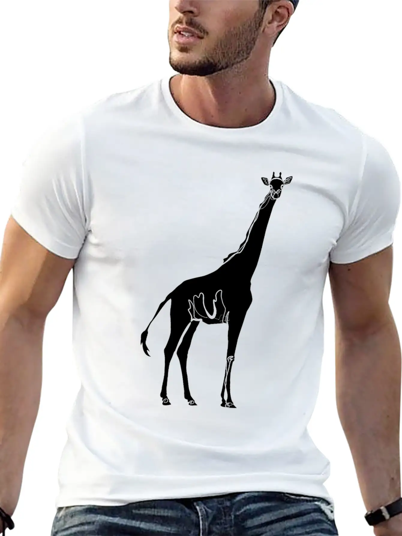 Giraffe Drawing Essential Cotton Tee For Daily Outfits ¨C Unisex Style