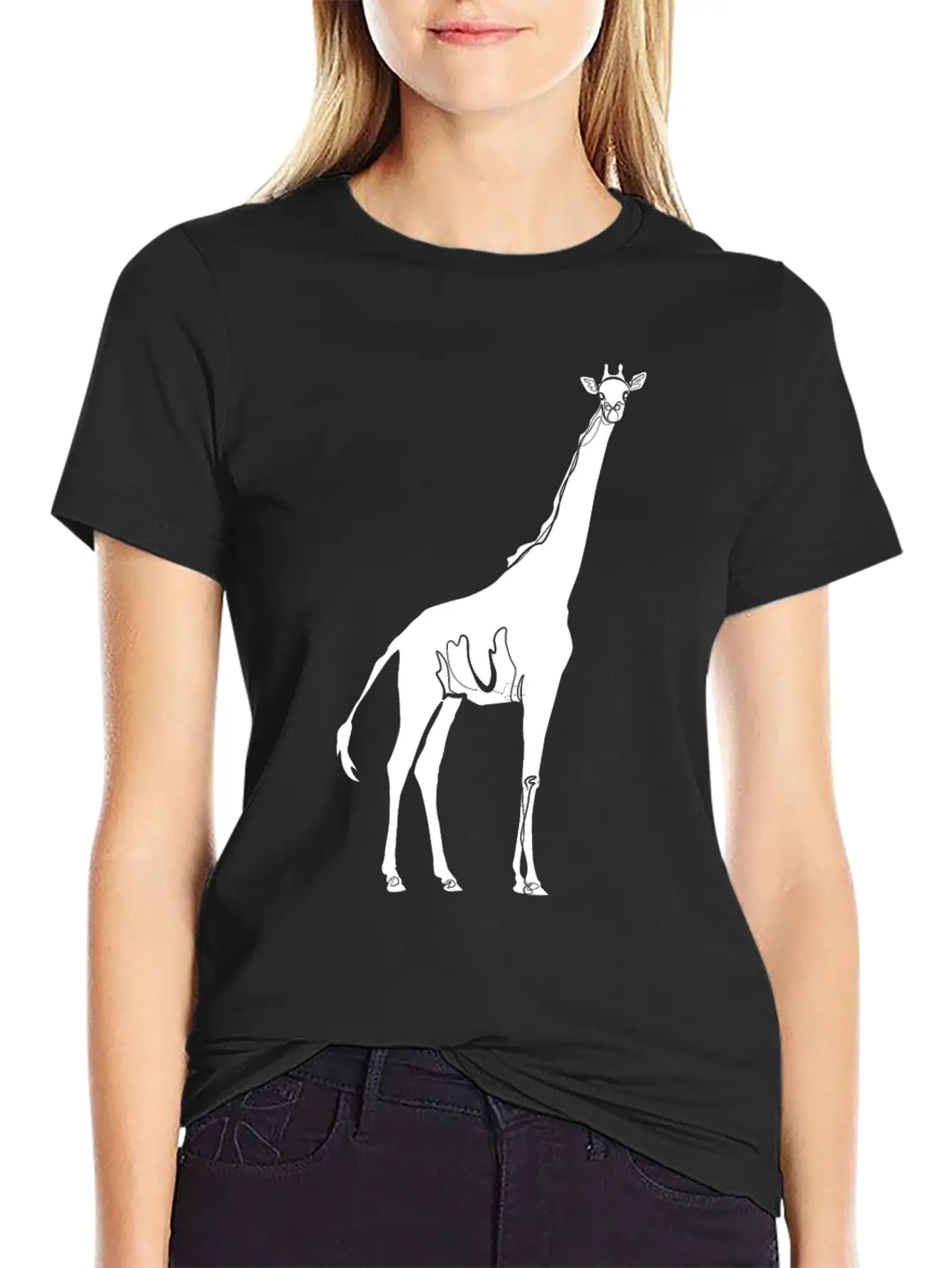 Giraffe Drawing Essential Cotton Tee For Daily Outfits ¨C Unisex Style