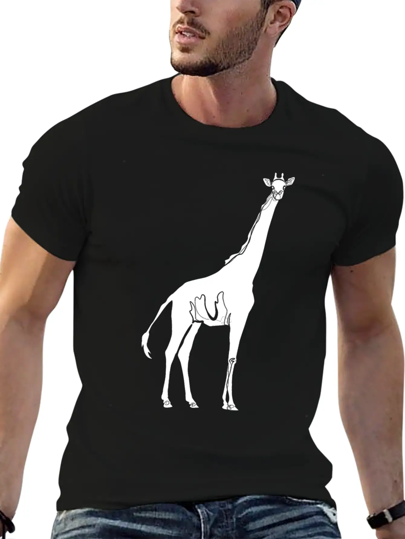Giraffe Drawing Essential Cotton Tee For Daily Outfits ¨C Unisex Style