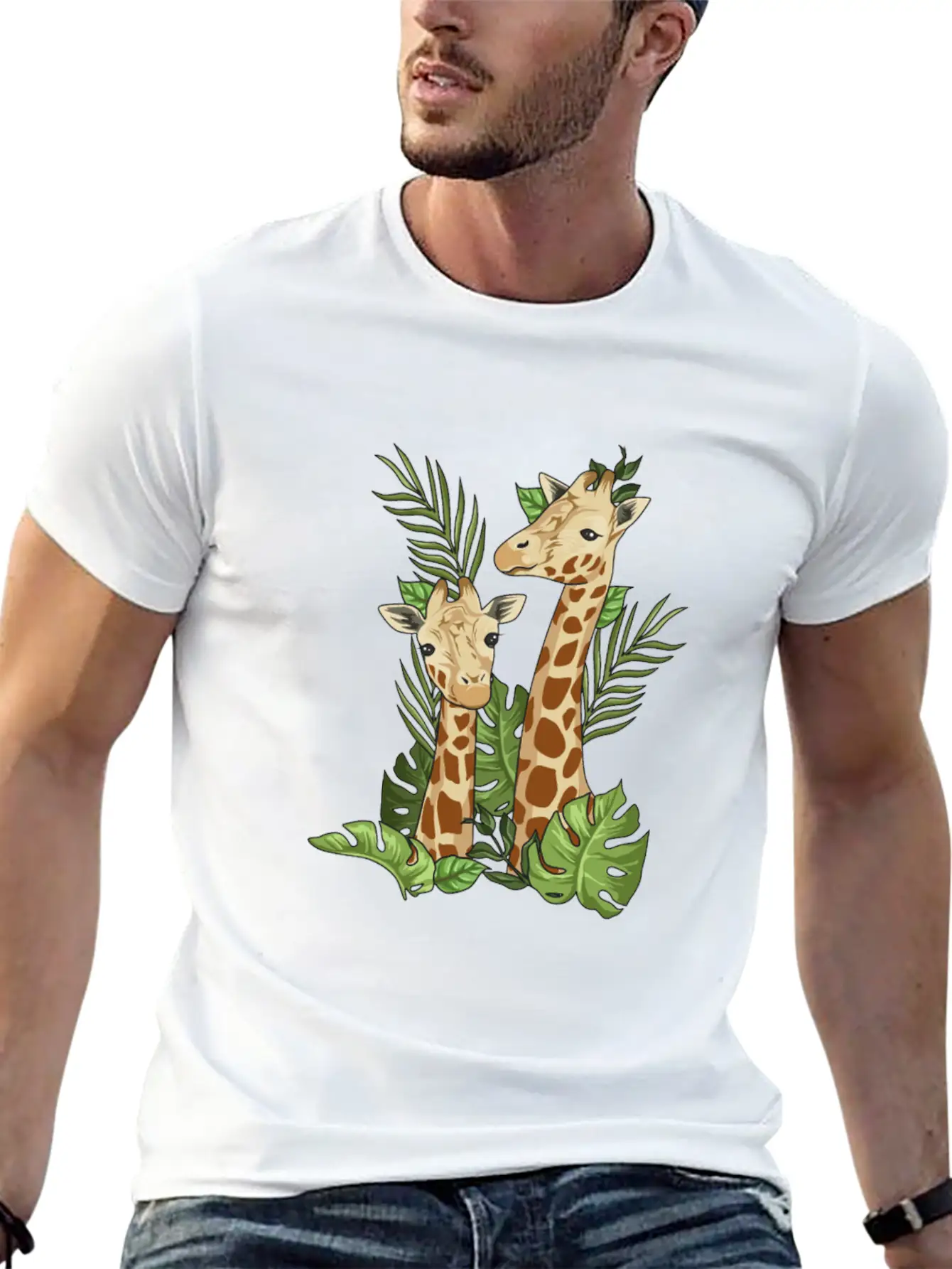 Giraffe Illustration Design For A Giraffe Lover Soft Cotton Short Sleeve Tee ¨C Unisex Wardrobe Staple