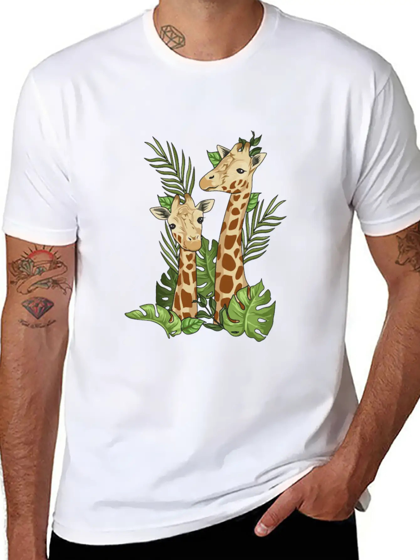 Giraffe Illustration Design For A Giraffe Lover Soft Cotton Short Sleeve Tee ¨C Unisex Wardrobe Staple