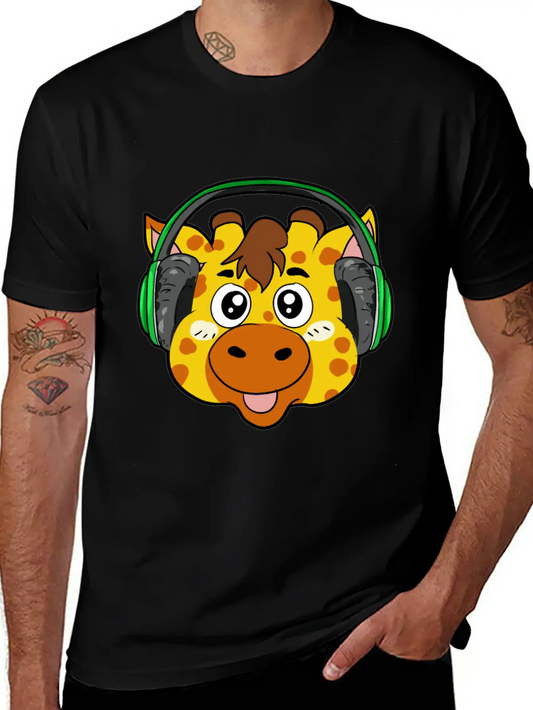 Giraffe With Headphones Soft Cotton Short Sleeve Tee ¨C Unisex Wardrobe Staple