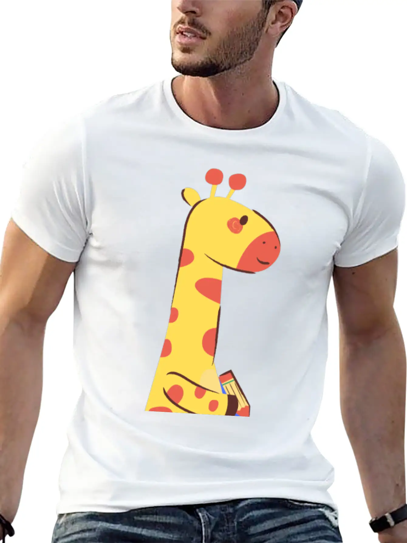 Giraffe Writing On A Paper Soft Cotton Short Sleeve Tee ¨C Unisex Wardrobe Staple