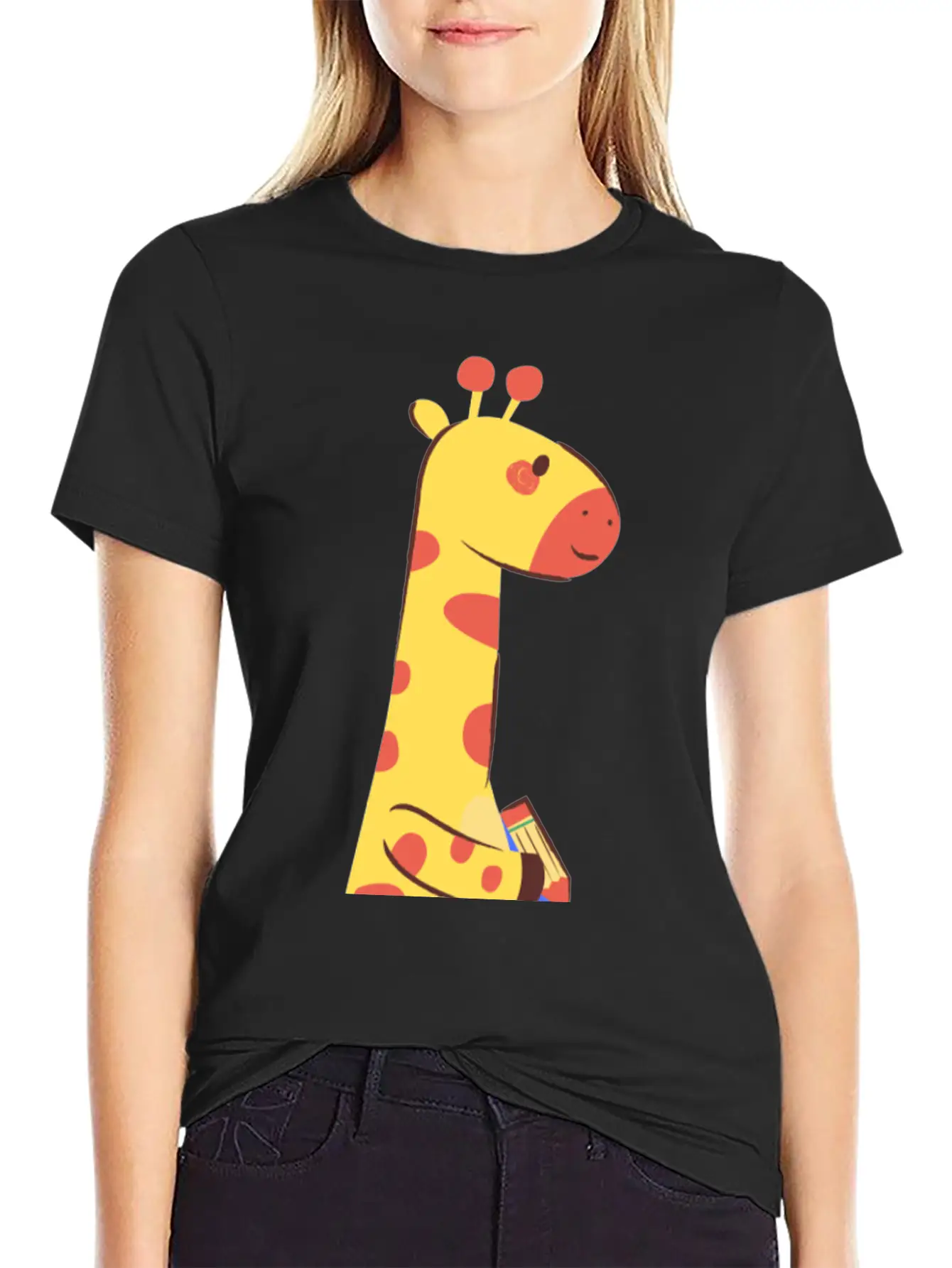 Giraffe Writing On A Paper Soft Cotton Short Sleeve Tee ¨C Unisex Wardrobe Staple
