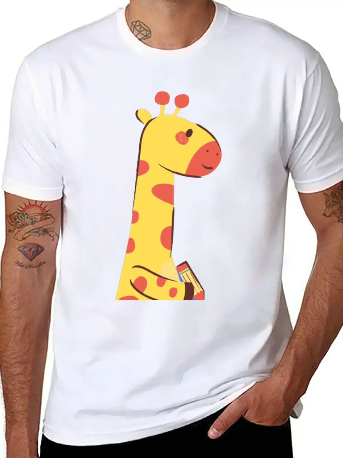 Giraffe Writing On A Paper Soft Cotton Short Sleeve Tee ¨C Unisex Wardrobe Staple