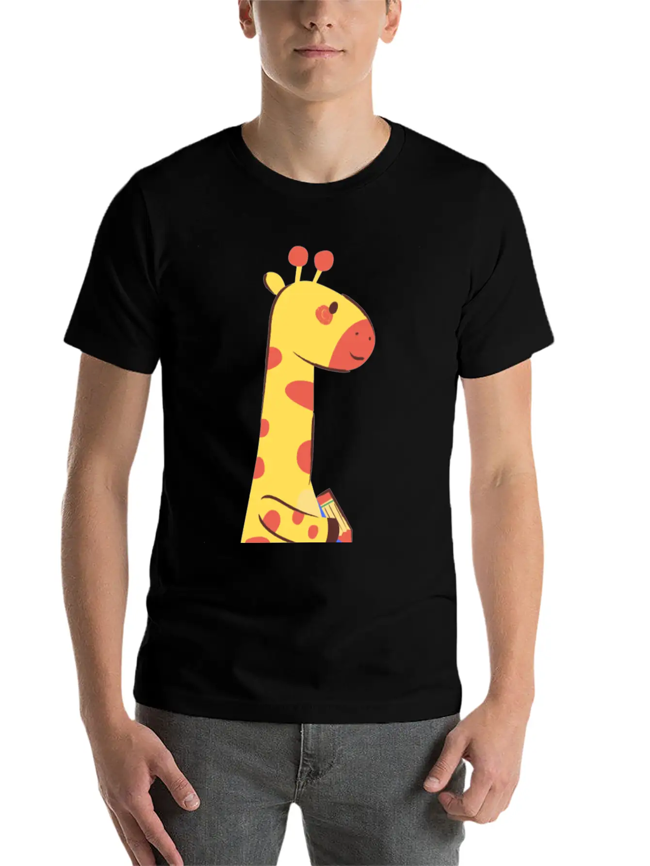 Giraffe Writing On A Paper Soft Cotton Short Sleeve Tee ¨C Unisex Wardrobe Staple