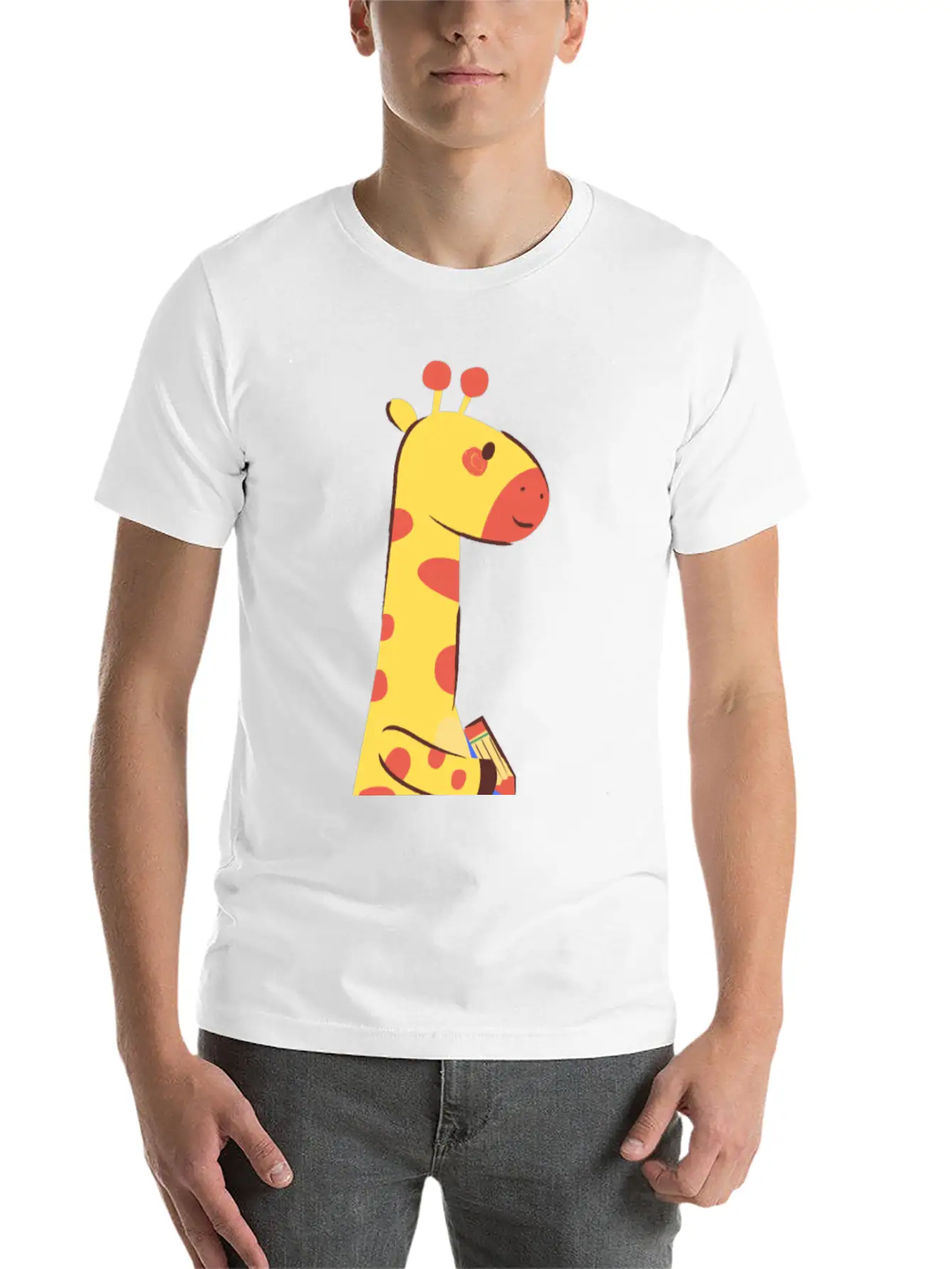 Giraffe Writing On A Paper Soft Cotton Short Sleeve Tee ¨C Unisex Wardrobe Staple