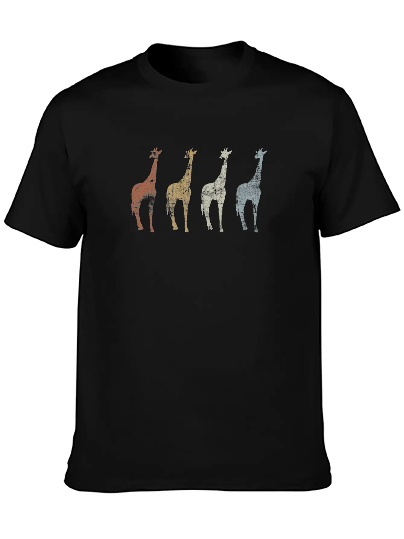 Giraffes Vintage Essential Cotton Tee For Daily Outfits ¨C Unisex Style