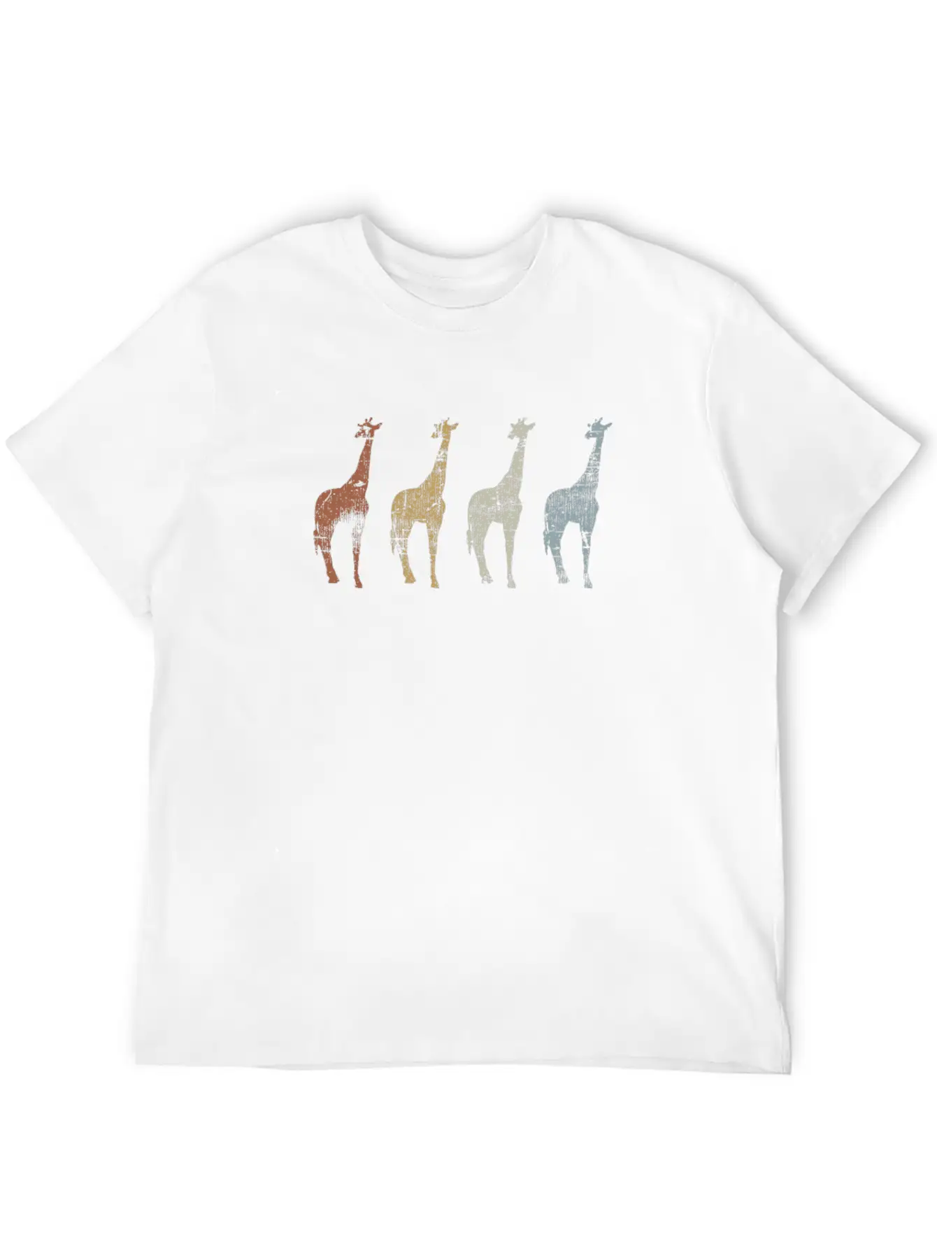 Giraffes Vintage Essential Cotton Tee For Daily Outfits ¨C Unisex Style