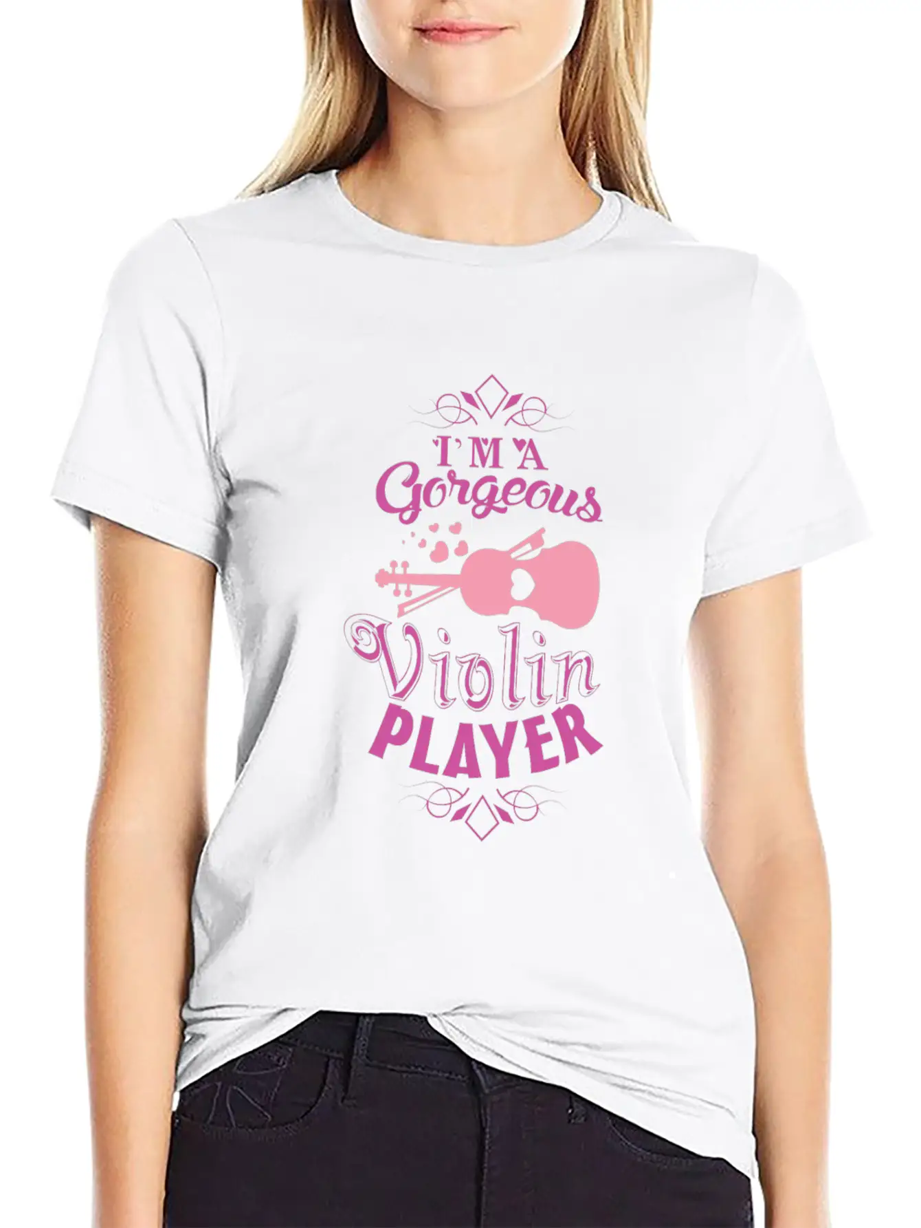Girl Violin Essential Cotton Tee For Daily Outfits ¨C Unisex Style